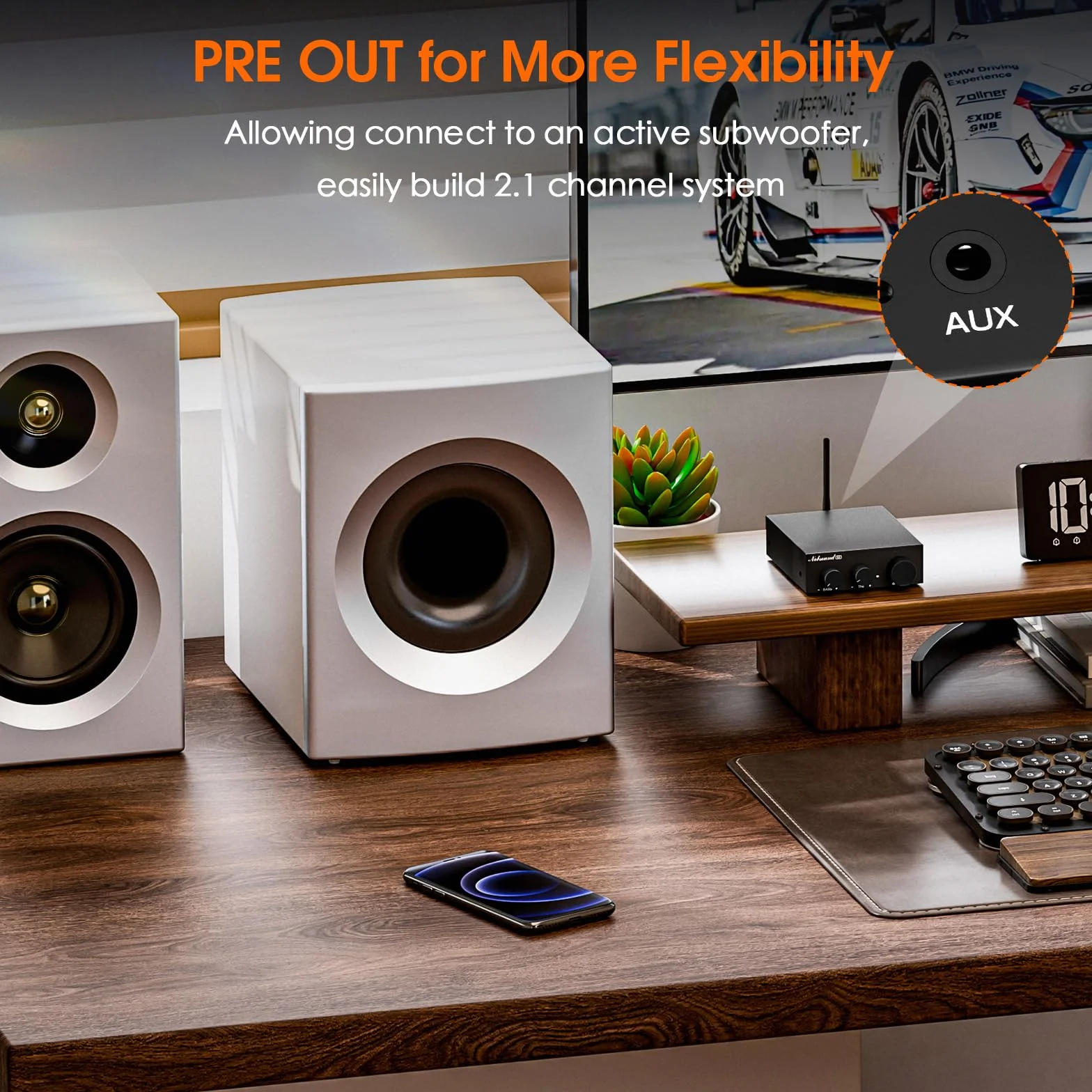 Nobsound Wzmacniacz stereo Bluetooth 5.0: Mini Audio 2.0 kanał, zintegrowany wzmacniacz z regulacją wysokości basów, do głośników domowych 50 W x2 TPA3116