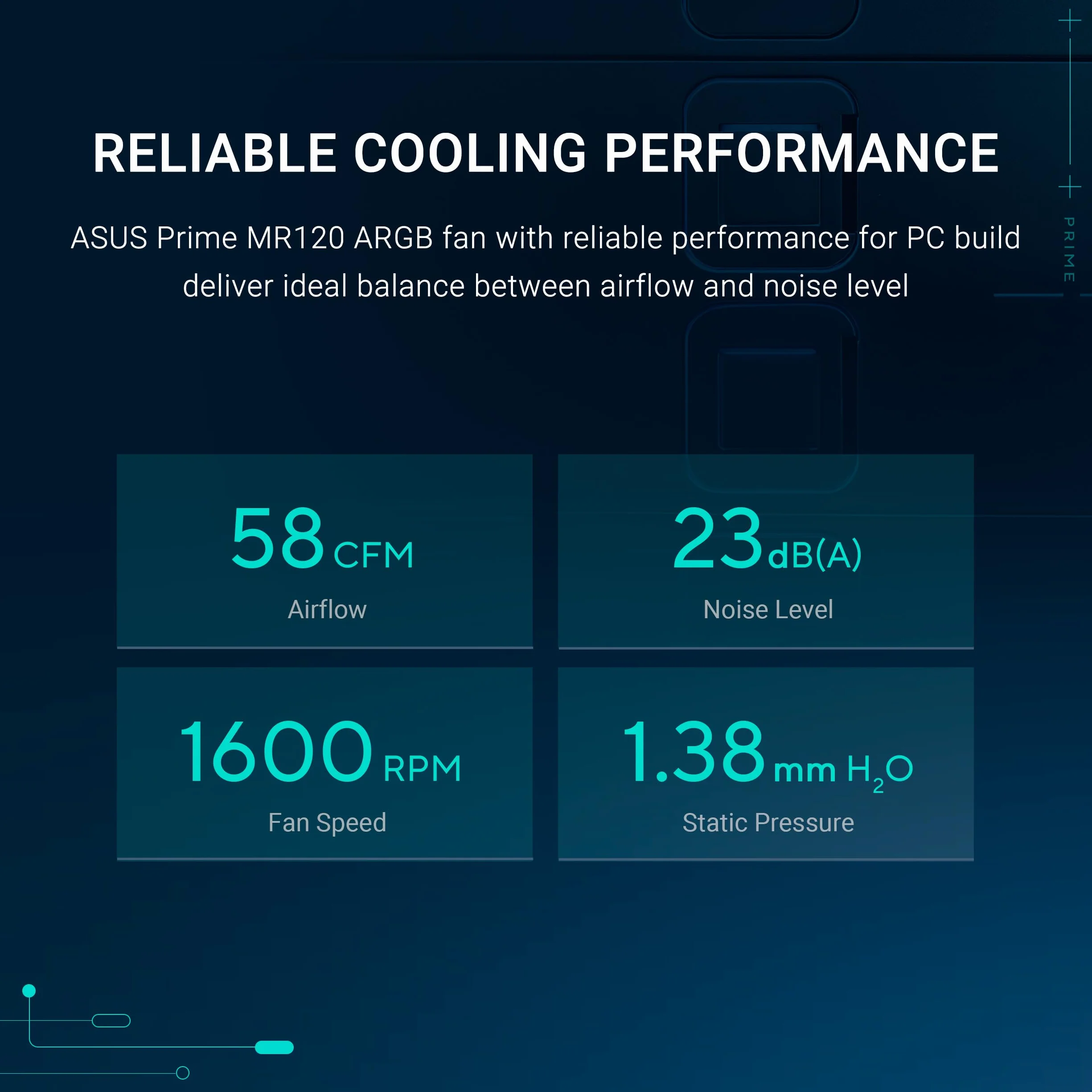 ASUS Prime MR120 ARGB Reverse Triple Pack White Edition, wentylatory PWM 120 mm, 20 LED ARGB, prędkość wentylatora 1600 obr./min, przepływ powietrza 58 CFM, grubość ramy 28 mm, Aura Sync