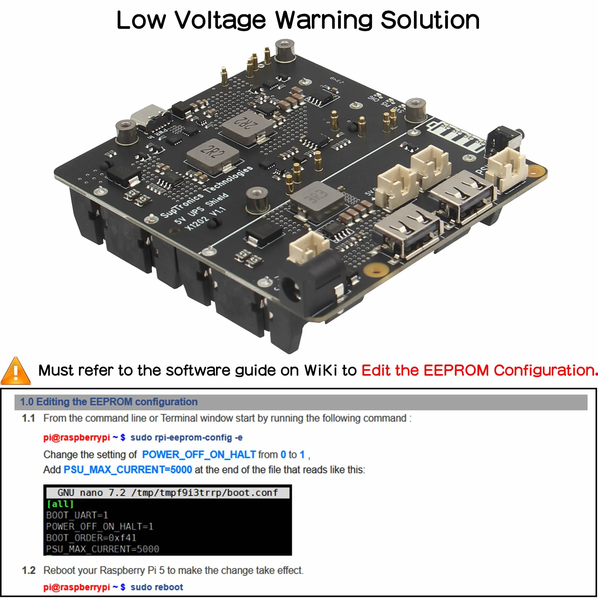 Geekworm Raspberry Pi 5 UPS (X1202), 4-Cell 18650 UPS (Max 5.1V 5A Output) with Wide 6-18V Input | Auto Power On | Safe Shutdown | Power Loss Detection