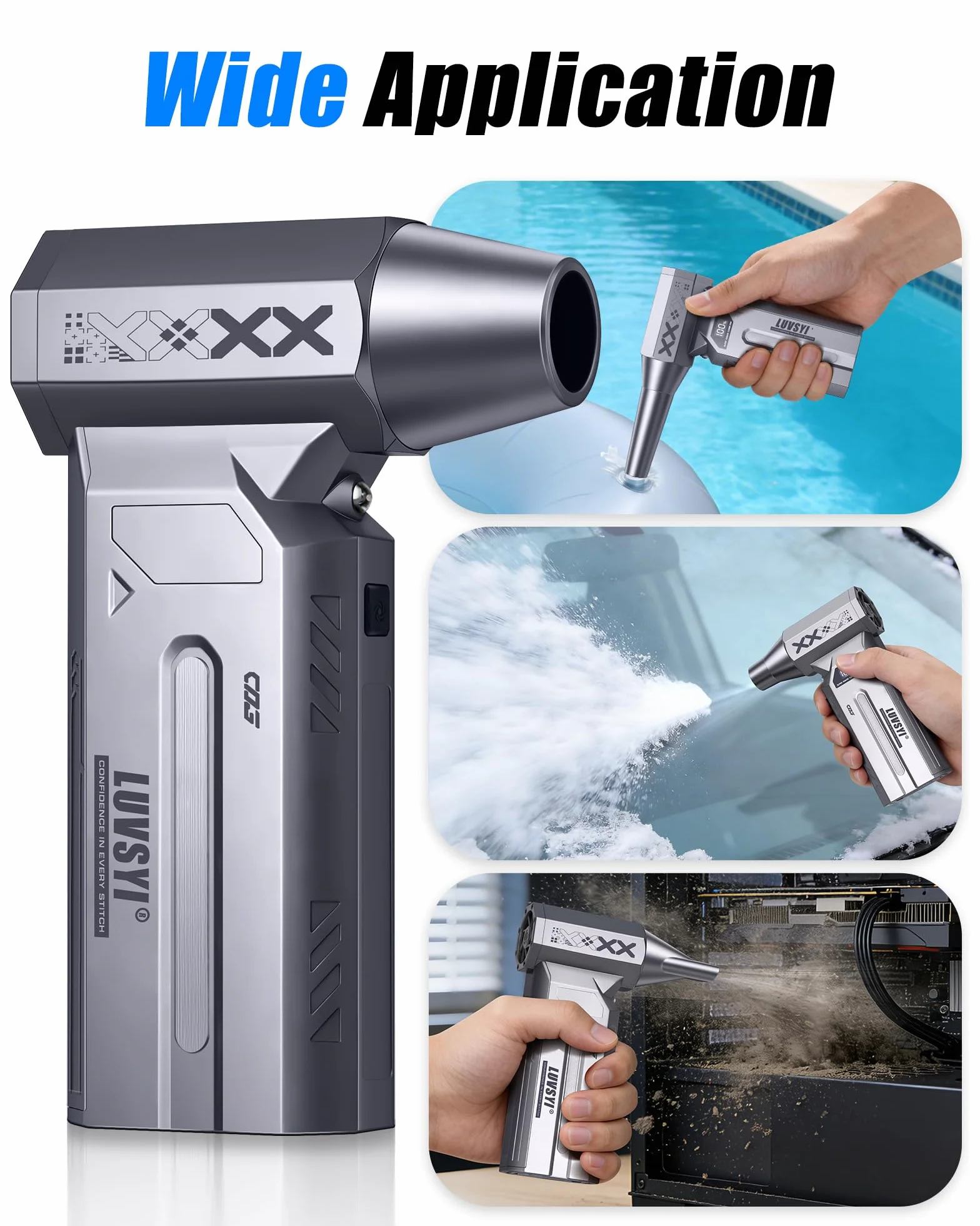HAOFOYFUN Electric Air Duster 150 000 obr./min 4-stopniowa dmuchawa z wyświetlaczem LED