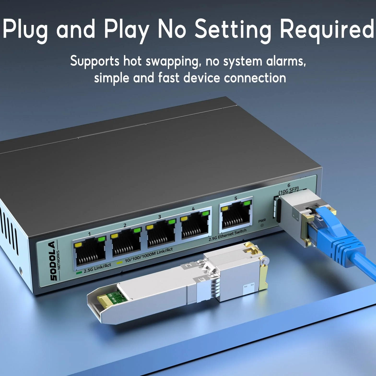 SODOLA 10GBase-T RJ45 SFP+ moduł miedziany 30m Plug and Play Hot Pluggable 1 sztuka