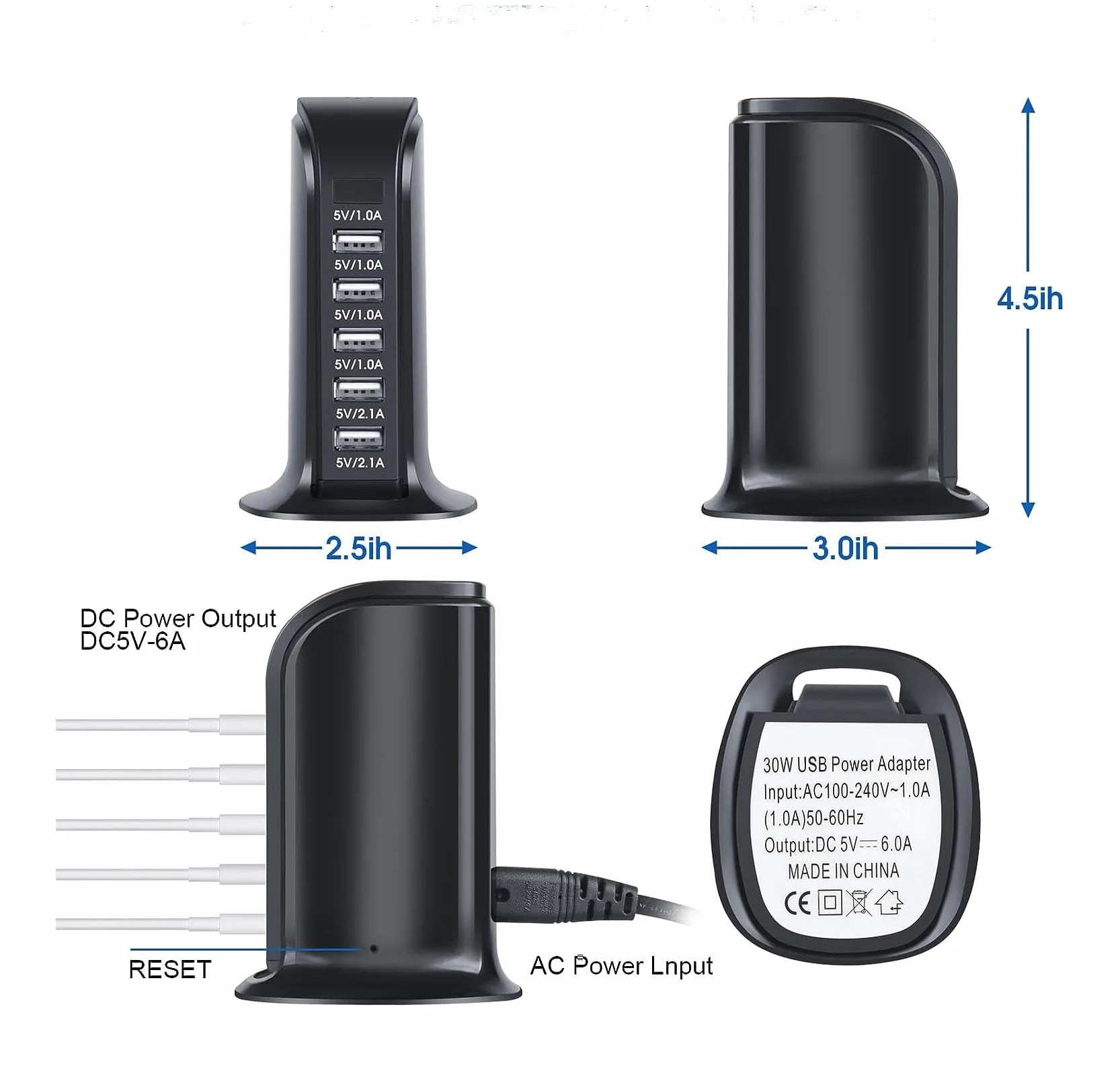 Ładowarka USB WiFi HD 1080P Ukryta 5 Portowa Kamera Szpiegowska, Bezprzewodowa wtyczka, Mini DV kamera do nadzoru domowego z wykrywaniem ruchu zdalne sterowanie widzeniem UE Nanny Home