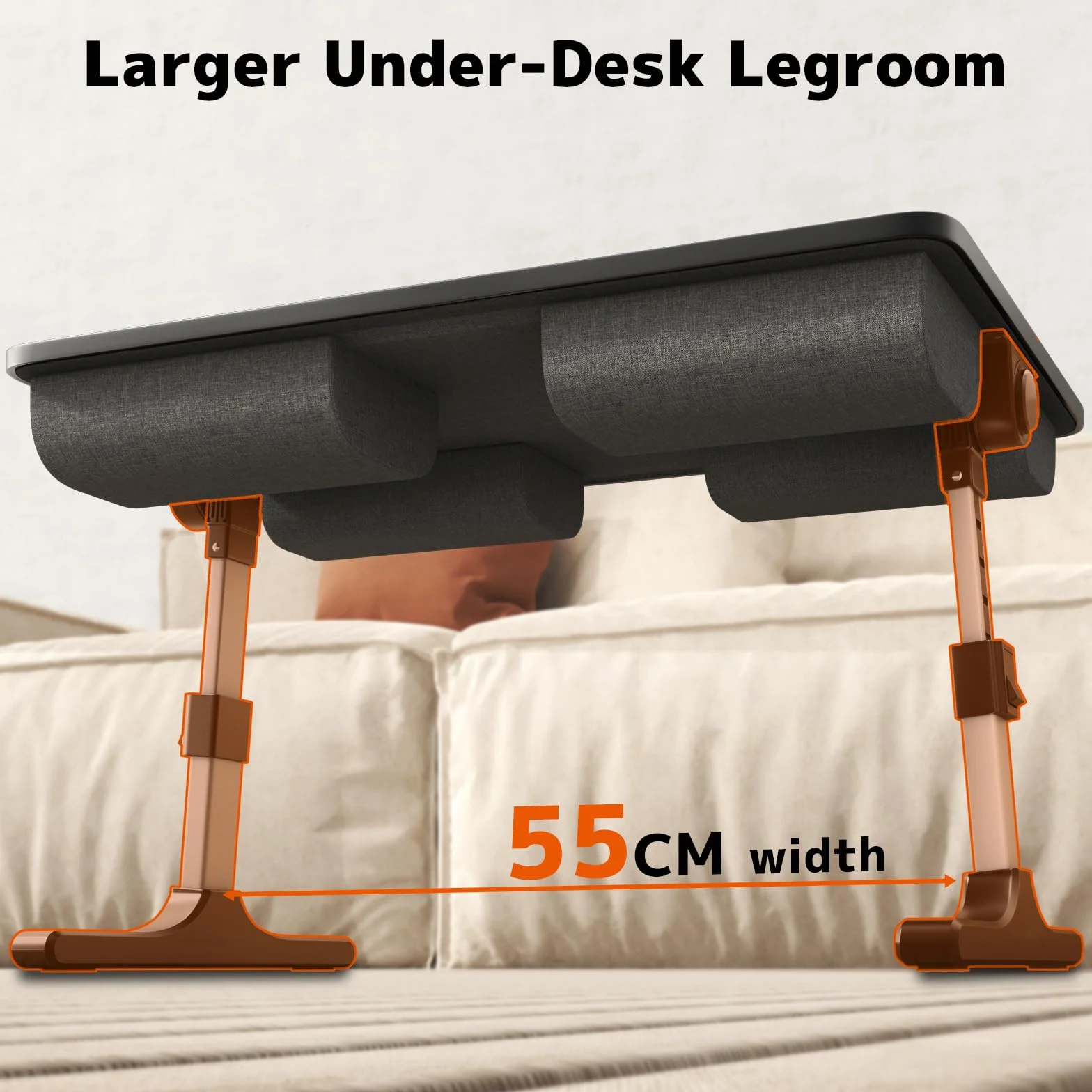 PUTORSEN Stolik pod laptop regulacja wysokości i kąta nachylenia składany 58 x 37 cm czarny