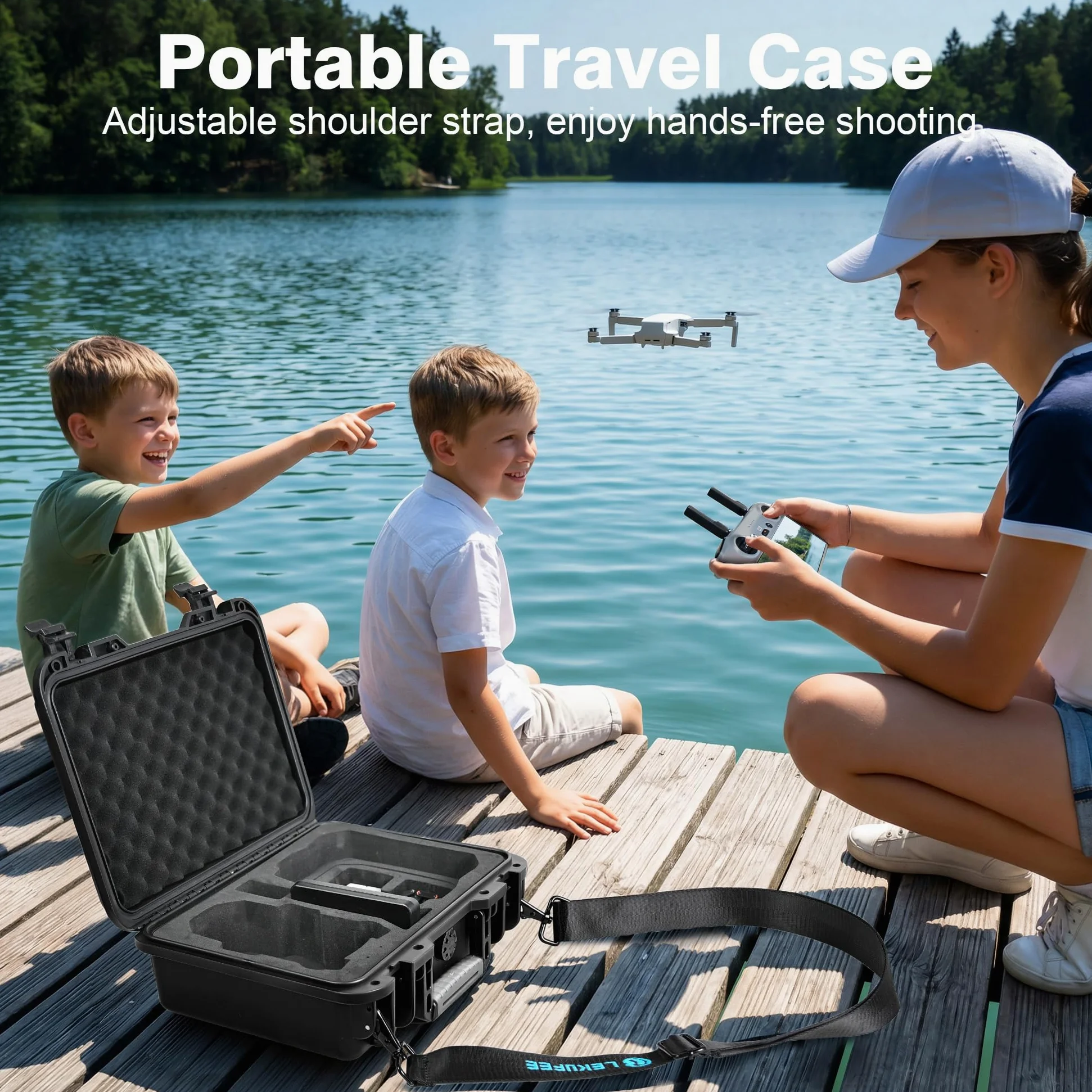 Lekufee Wodoodporna Twarda Walizka Transportowa dla drona DJI Lito X1,Lito 1,Mini 5 Pro/4 pro/Mini 3, DJI RC 2 / RC N3, i Akcesoria (Tylko walizka)