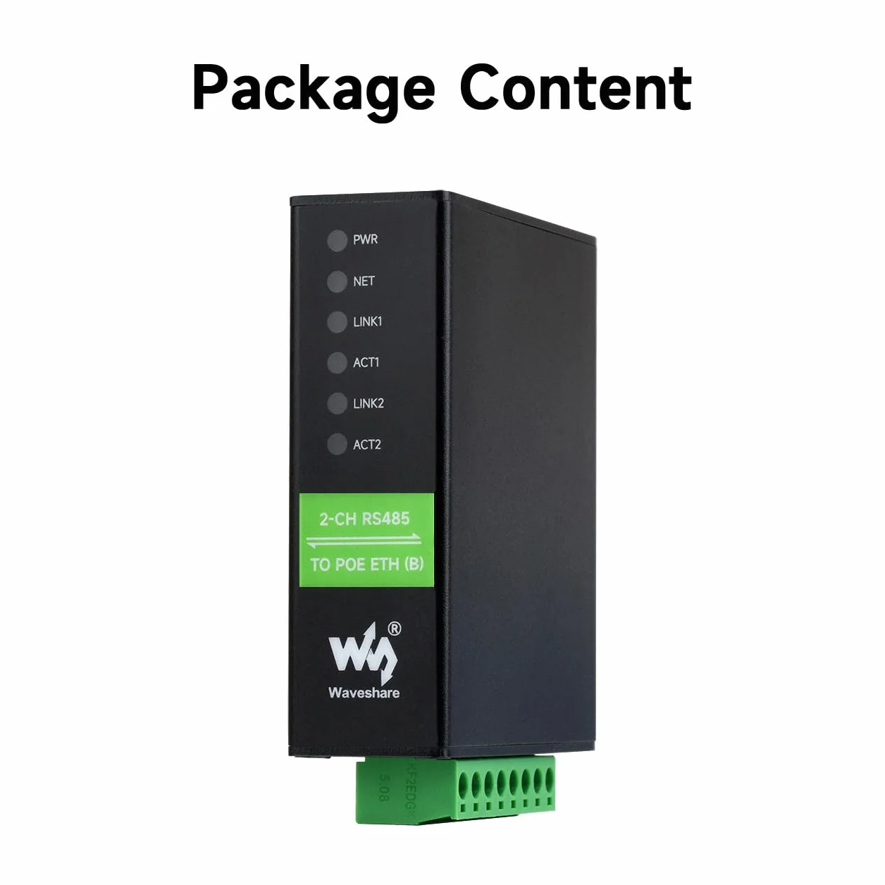 Waveshare 2-Ch RS485 To POE Ethernet Serial Server, 2-Channel RS485 Independent Operation, 2x POE Ethernet Port, Rail-Mount Industrial Isolated Serial Module, Bidirectional Transparent Transmission