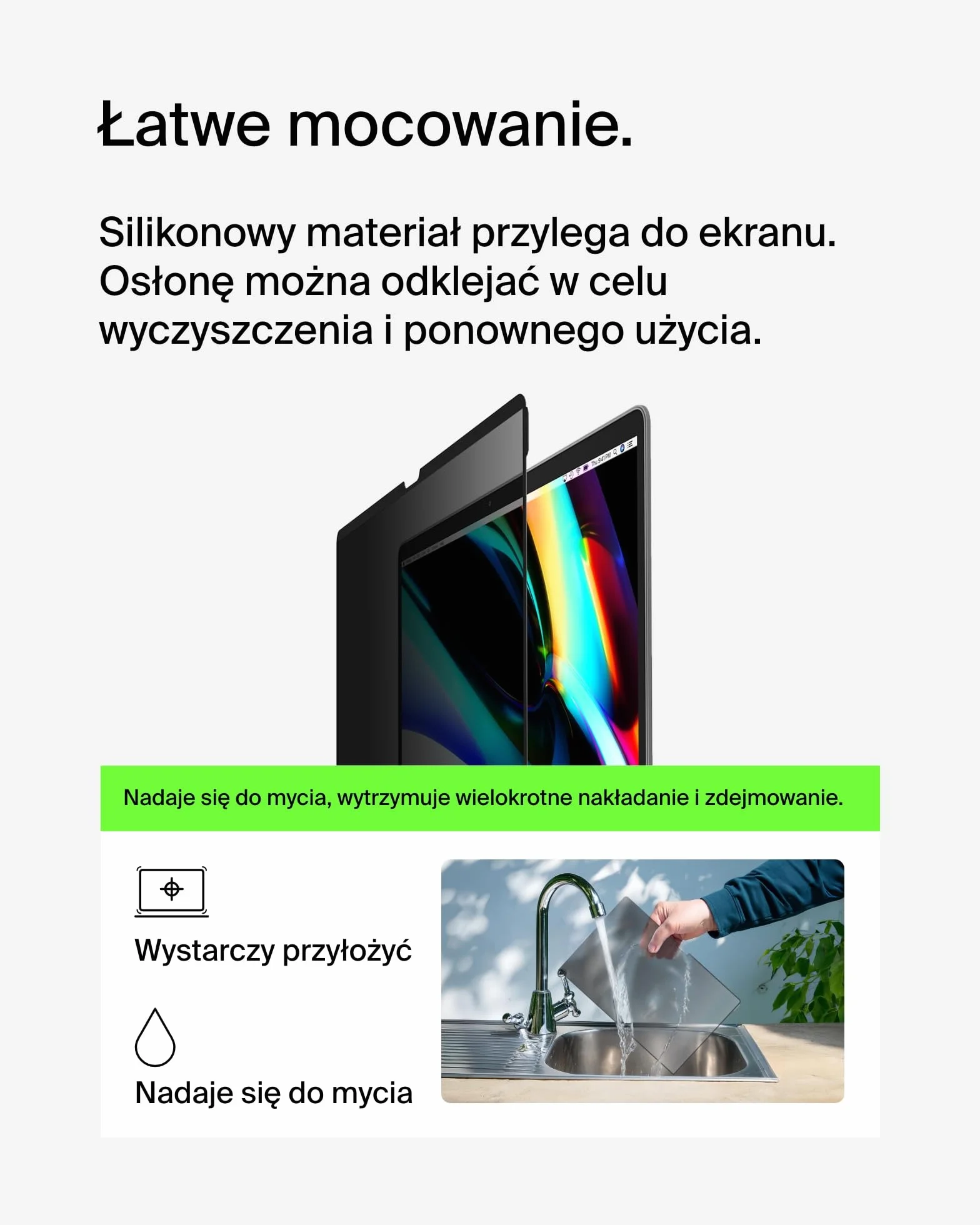 Belkin ScreenForce TruePrivacy osłona ekranu do MacBooka Air Pro 14 M1-3, przeciwodblaskowy filtr prywatyzujący 2H, silikonowe mocowanie