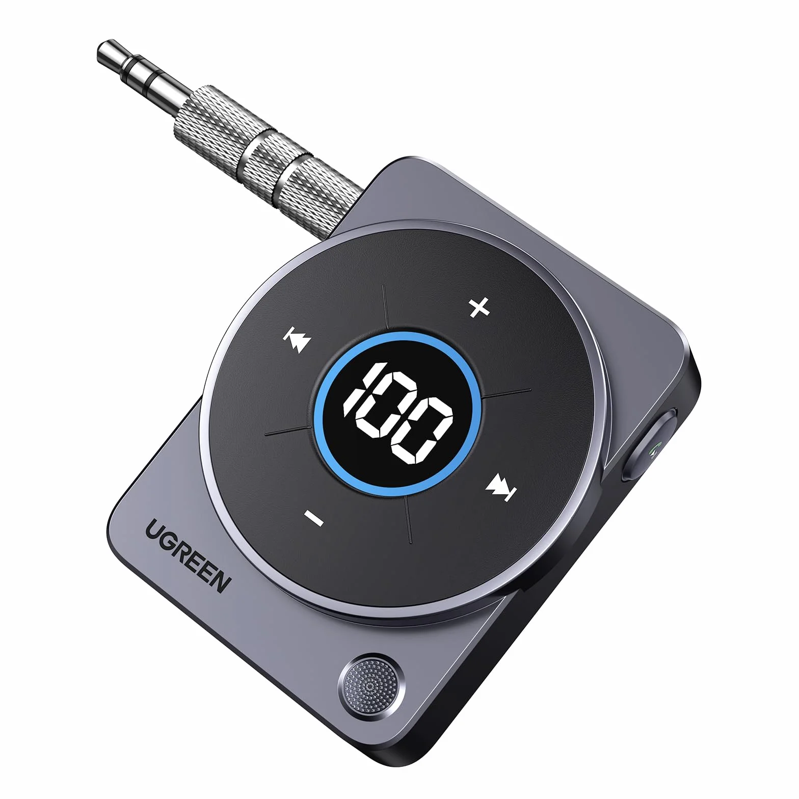 UGREEN Adapter Aux Bluetooth 5.4 do samochodowego adaptera Aux Bluetooth jack 3,5 mm, zestaw głośnomówiący z odbiornikiem Bluetooth 20 godzin odtwarzania dla radia samochodowego/systemu stereo