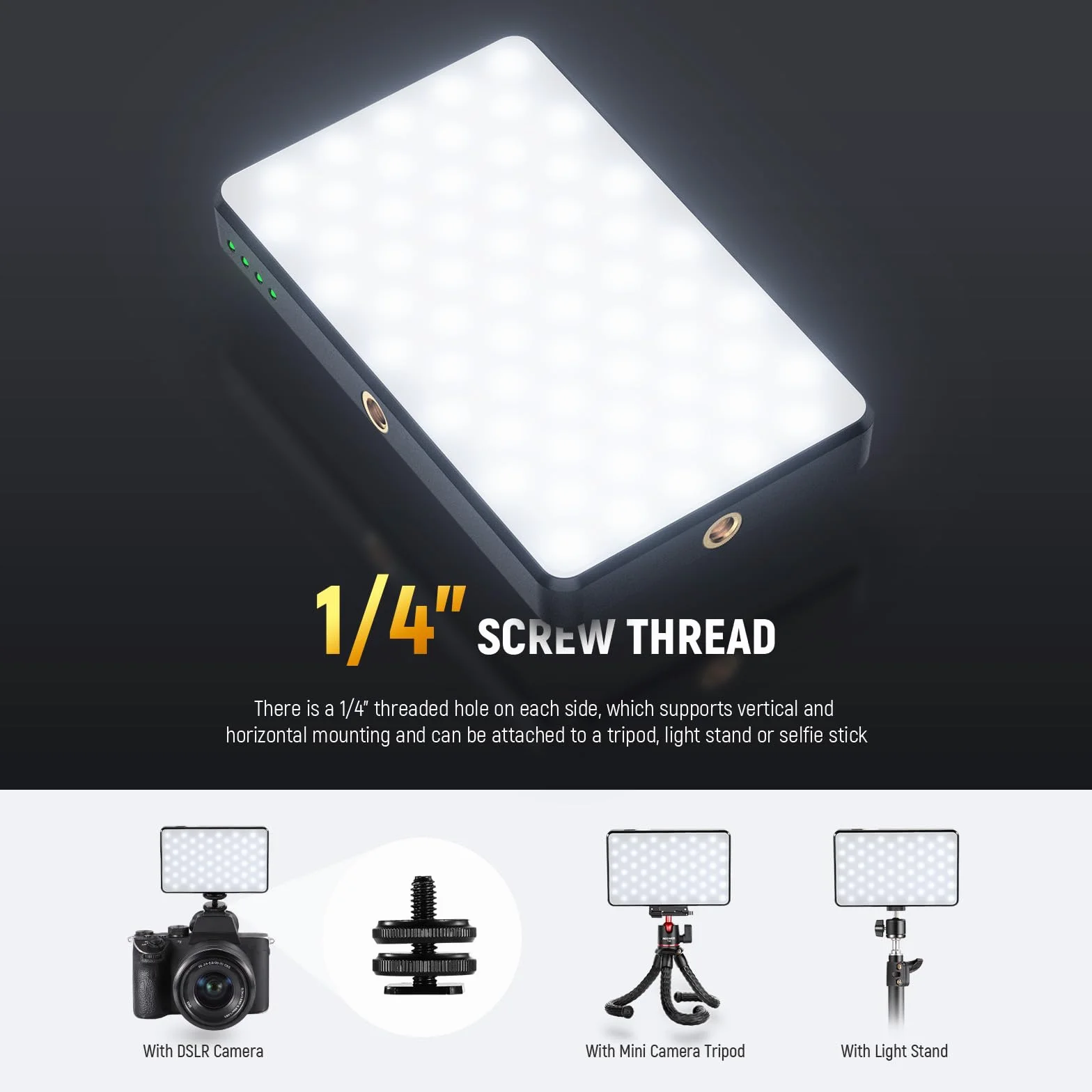 NEEWER BASICS Lampa do selfie LED do telefonu, ładowalna lampa fotograficzna 2500-9000K, kolorowe filmy, dyfuzor/3000mAh, CRI95+ regulowane oświetlenie wideo Visio do aparatu iPhone Zoom połączenia