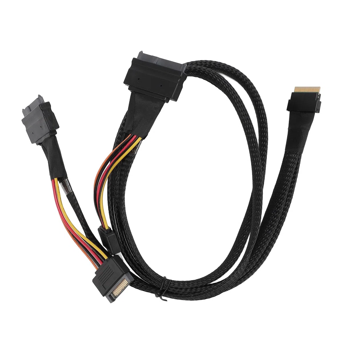 Kabel Adaptera NVME, 24 Gb/s, 80 Cm, SFF-8654 do SFF-8639 NVME U.2 do Płyty Głównej SSD, w Wersji Slim do SAS, Odpowiedni do