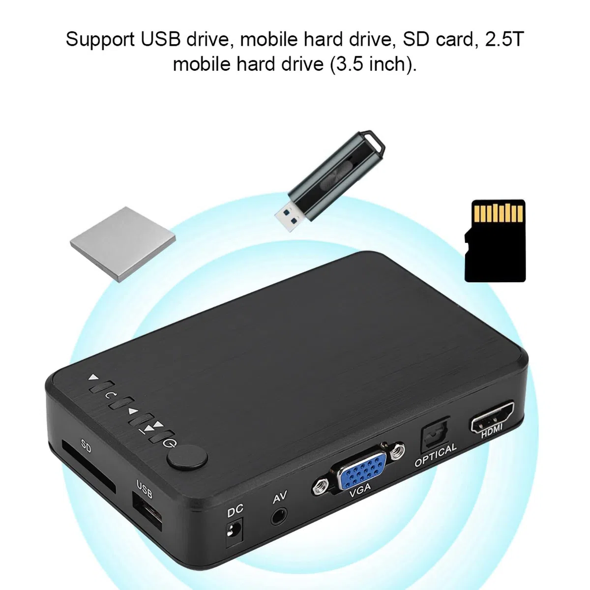 Odtwarzacz multimedialny, odtwarzacz multimedialny do dysku twardego TV HD 1080P na kartę SD dla dysku USB (Wtyczka UE)