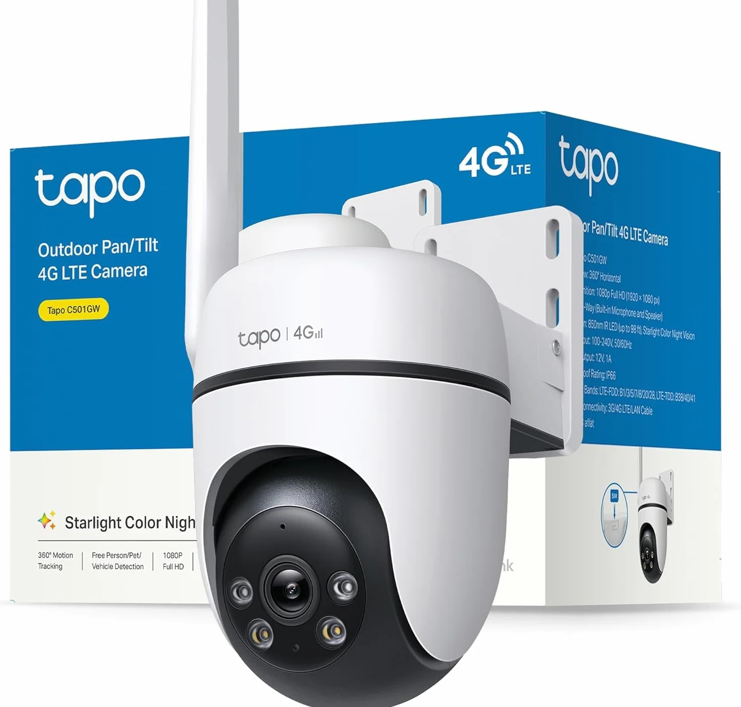 TP-Link Tapo C501GW | Kamera zewnętrzna 2K QHD z PoE i LAN | Tryb nocny | Detekcja AI | Dwukierunkowe audio | IP66 | Kompatybilna z Alexa i Google Home