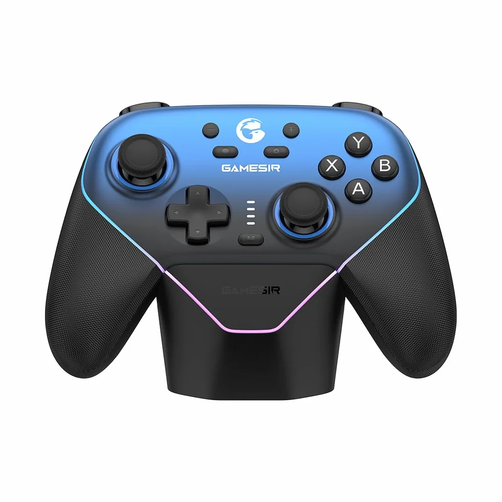 GameSir Super Nova Kontroler bezprzewodowy ze stacją ładującą - Joysticki z efektem Halla - 2 Gyro Switch/Switch, PC, mobilny - Nightfall Blue