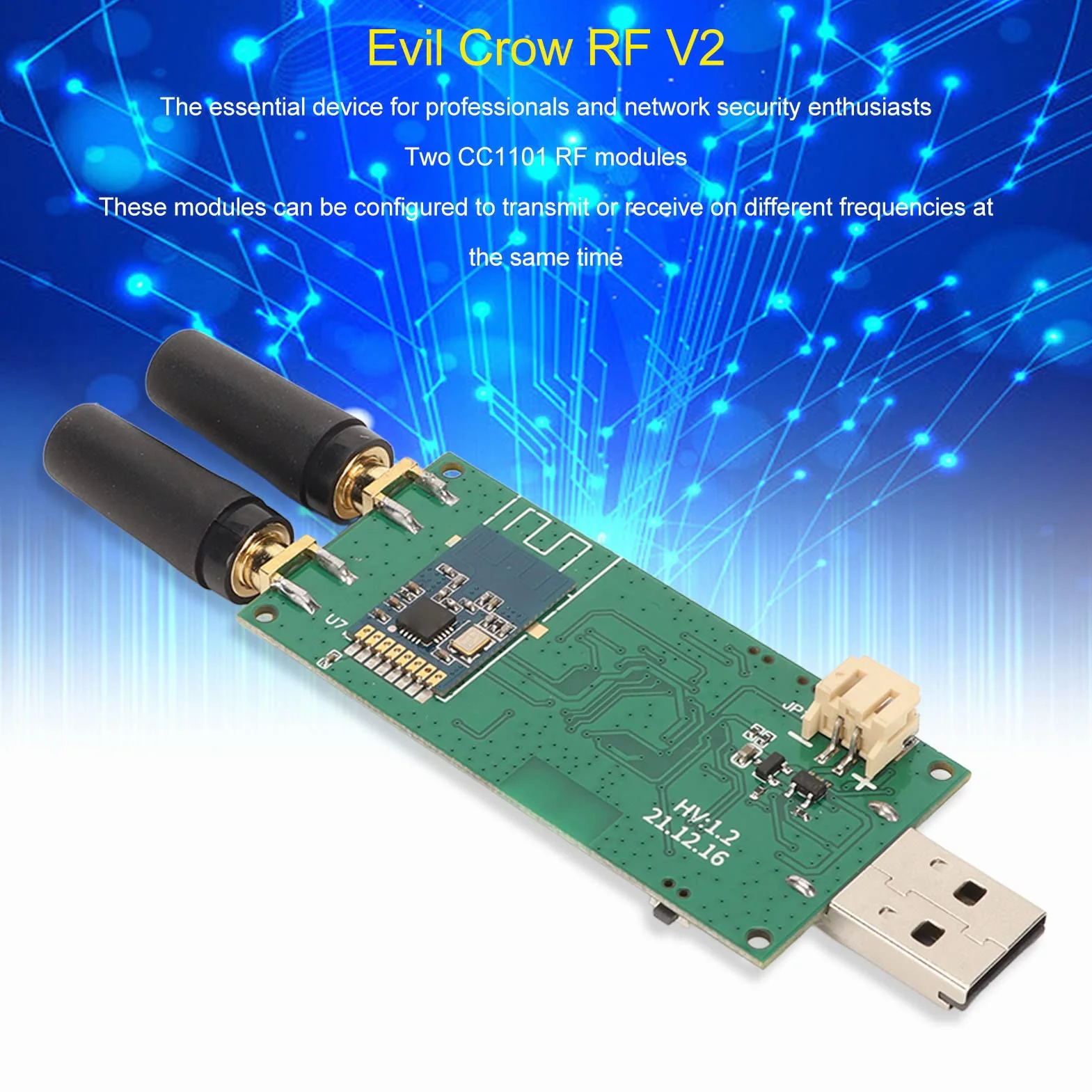 Adapter Płytki Modułu RF, Evil Crow RF V2 do Odbiornika Sygnału, Nadajnika, Ataku Powtórkowego, Analizy URH, Przechwytywania Myszy z 2 Modułami RF CC1101 i Modułem NRF24L01