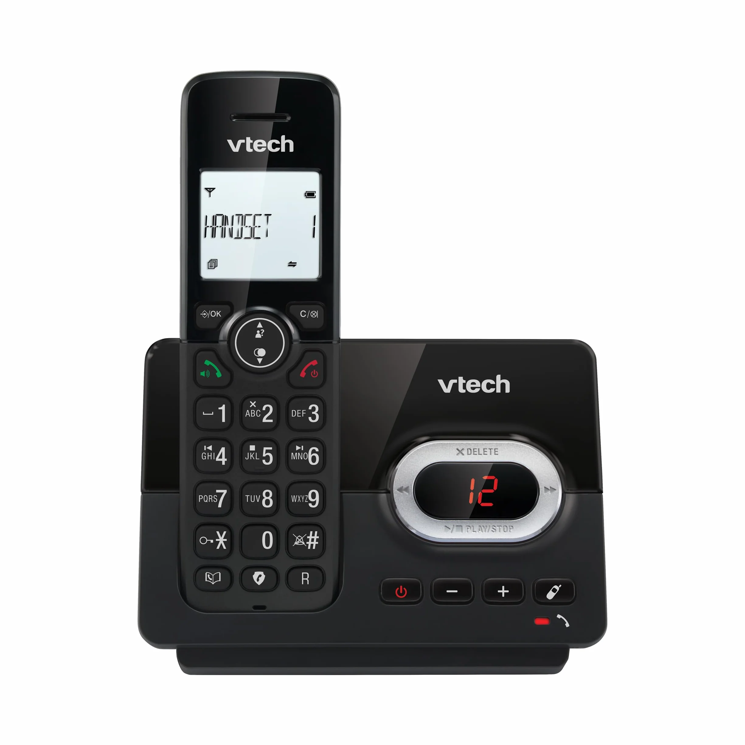 VTech CS2050 Telefon bezprzewodowy z automatyczną sekretarką, tryb Eco+, telefon dla seniorów, telefon bezprzewodowy, blokada połączeń, funkcja głośnomówiąca, duże przyciski, wyświetlacz 1-liniowy,