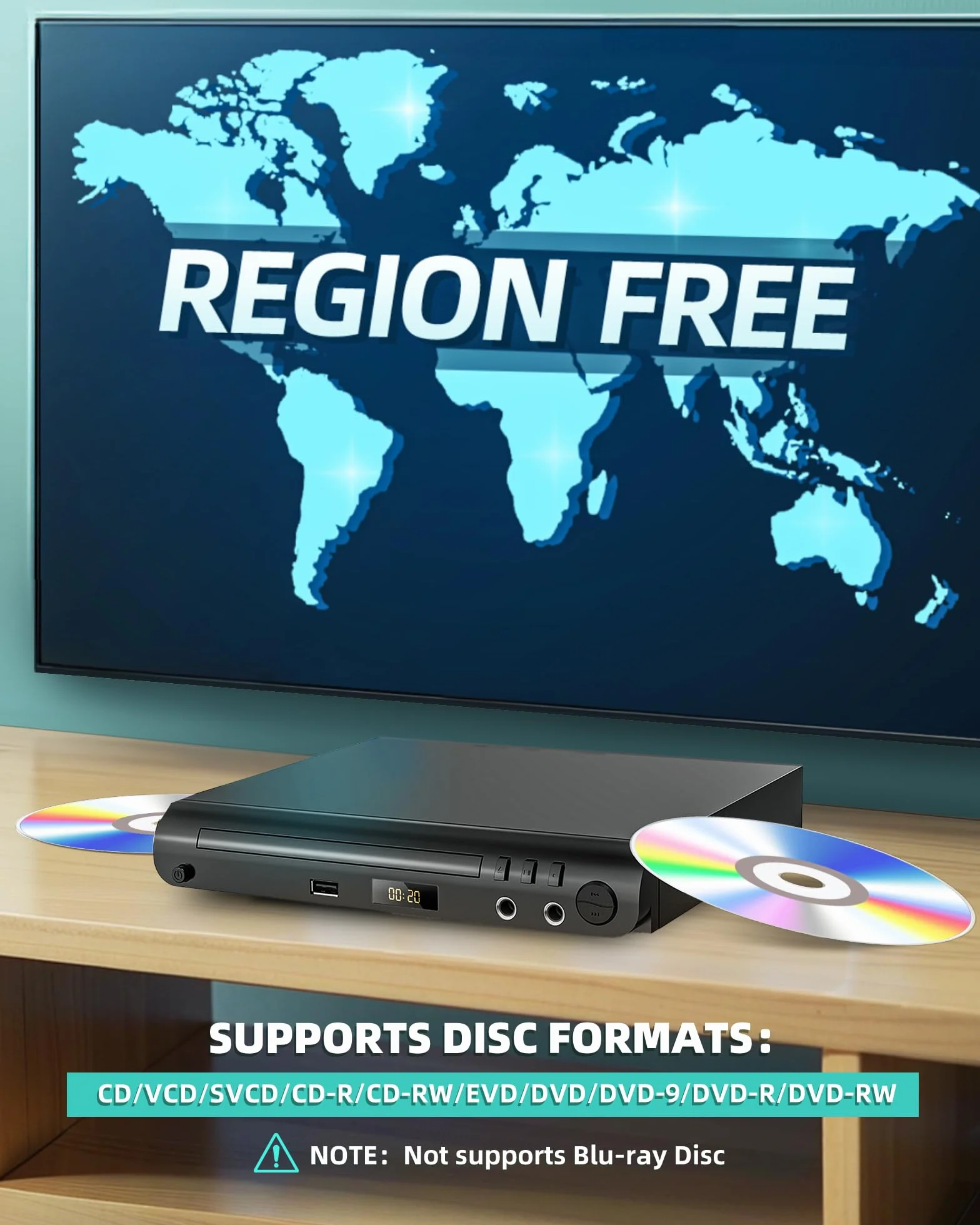 Odtwarzacz DVD 1080P HD HDMI z Karaoke USB PAL/NTSC