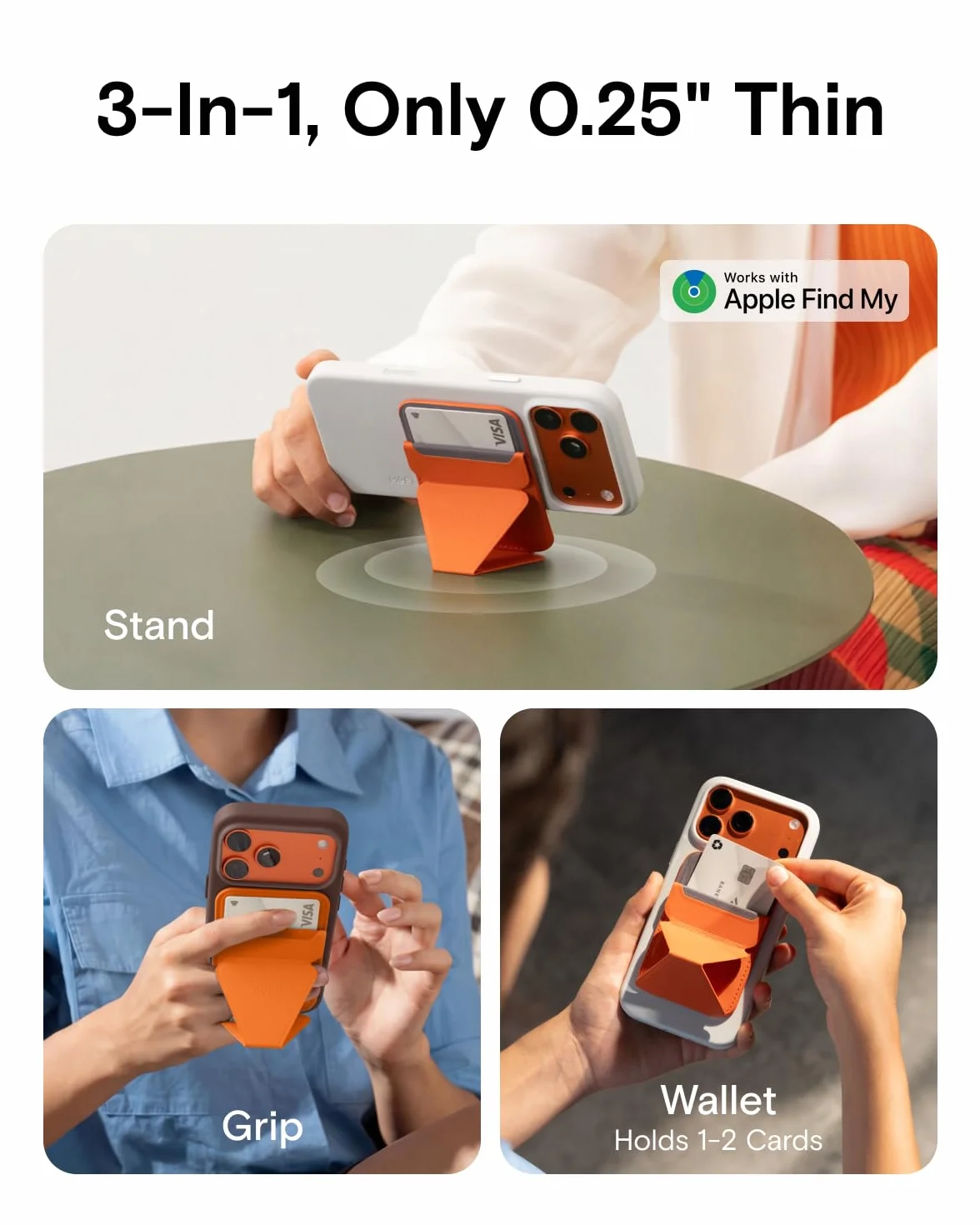 MOFT Trackable Wallet Stand, czerwony, 2 Karten, Minimalistyczny