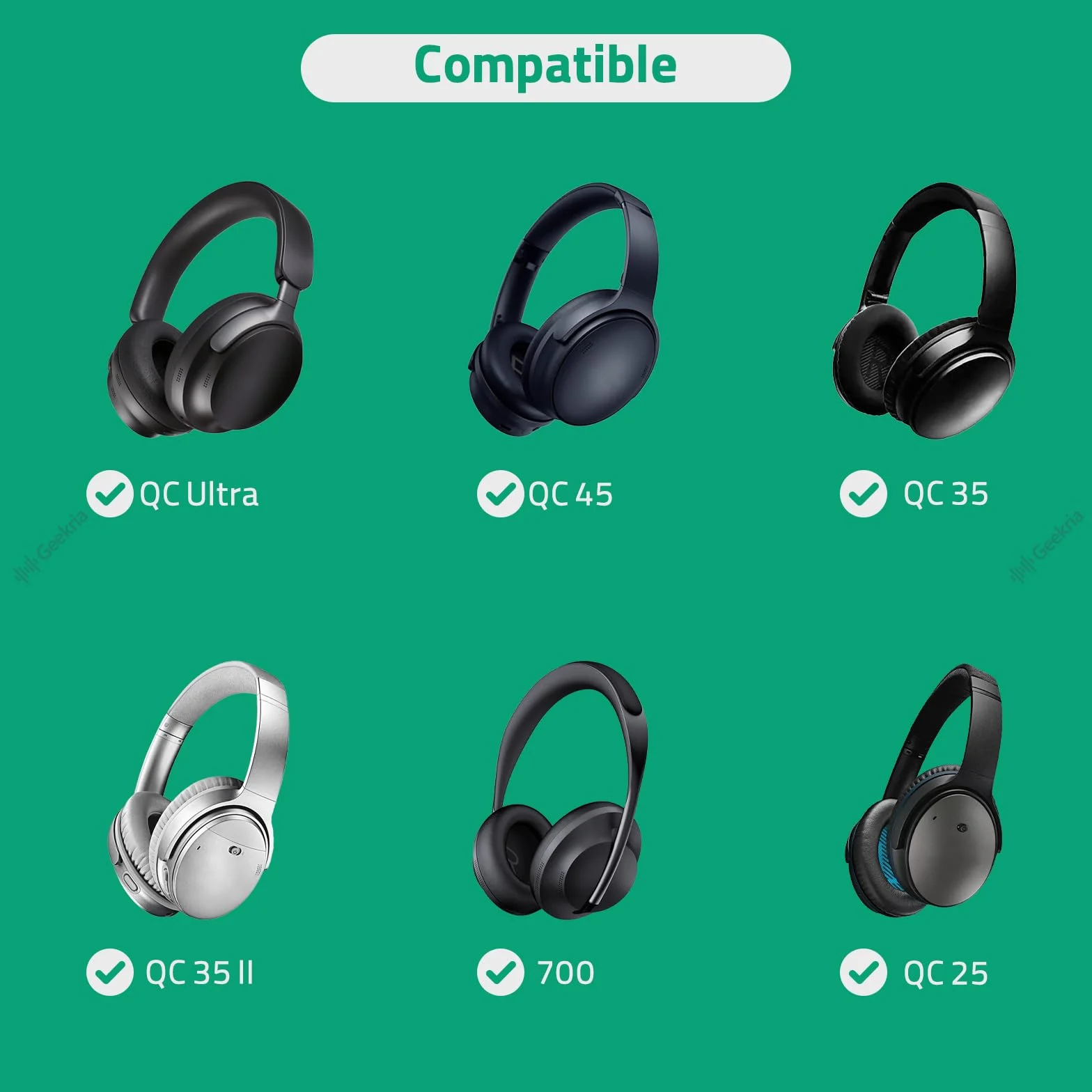 Geekria kabel audio kompatybilny ze słuchawkami Bose 700, QuietComfort Ultra, QC 45/35II/35/25/SE, wymienny przewód stereo z 3,5 mm na 2,5 mm (1,2 m/4 stopy)