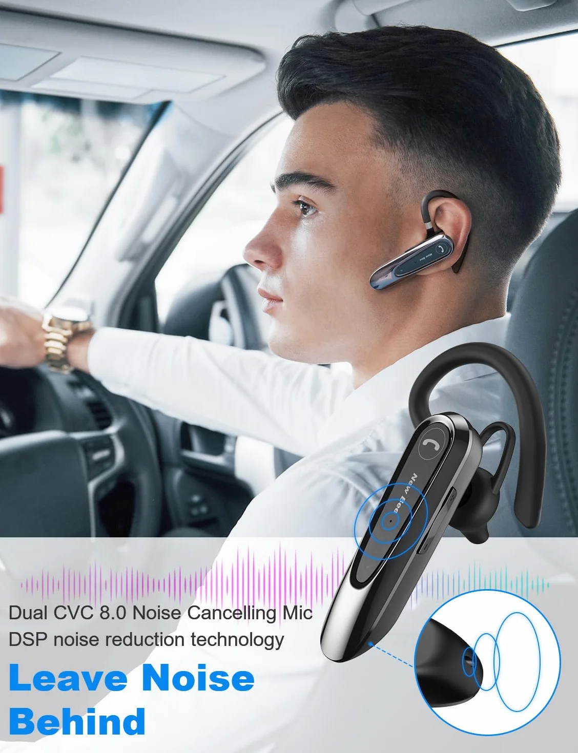New bee Zestaw słuchawkowy Bluetooth V5.0 bezprzewodowy głośnomówiący 25h