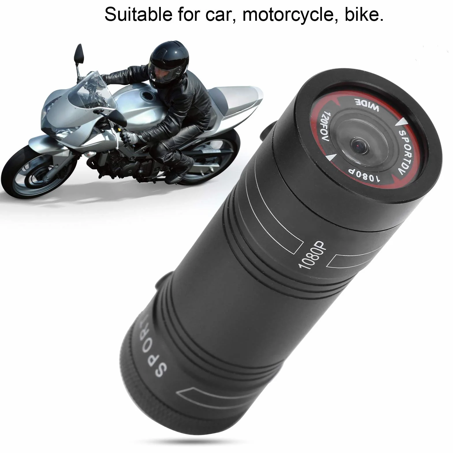 Motocyklowa kamera do nagrywania na desce rozdzielczej, 1080P 30fps rejestrator wideo jazdy motocykl DVR z kątem widzenia 120 stopni, obsługuje kartę pamięci 32GB
