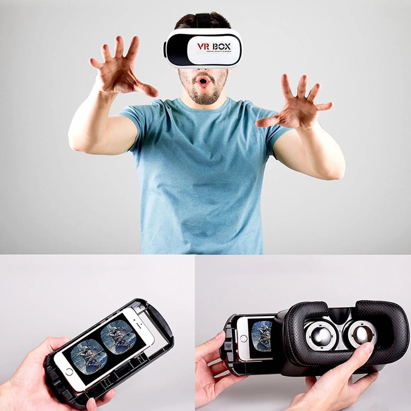 Retoo Zestaw Słuchawkowy 3D VR do smartfona 3,5-6,3 cala z pilotem i przeglądarką 360°, gogle VR kompatybilne z Androidem, Phone, Samsung, Moto, LG, Huawei, Asus, akcesoria VR, białe