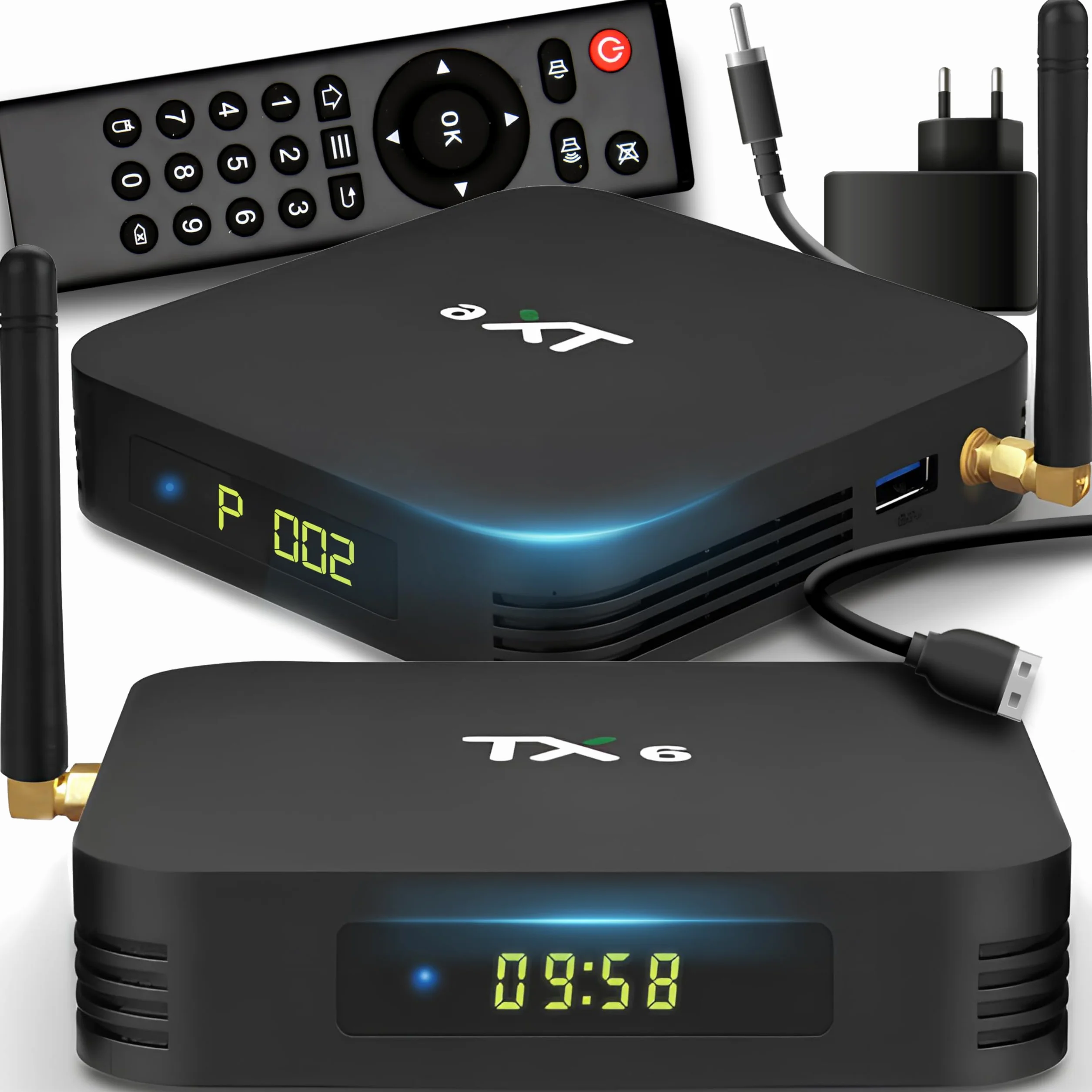 Retoo Android TV Box TX6 Smart TV Box z pilotem zdalnego sterowania Quad-Core AllWinner H6 4 x 1,5 GH, konwerter procesora (32 GB 4 GB RAM) 2,4 GHz WiFi Ethernet USB 3.0 MALI-T720 zasilacz