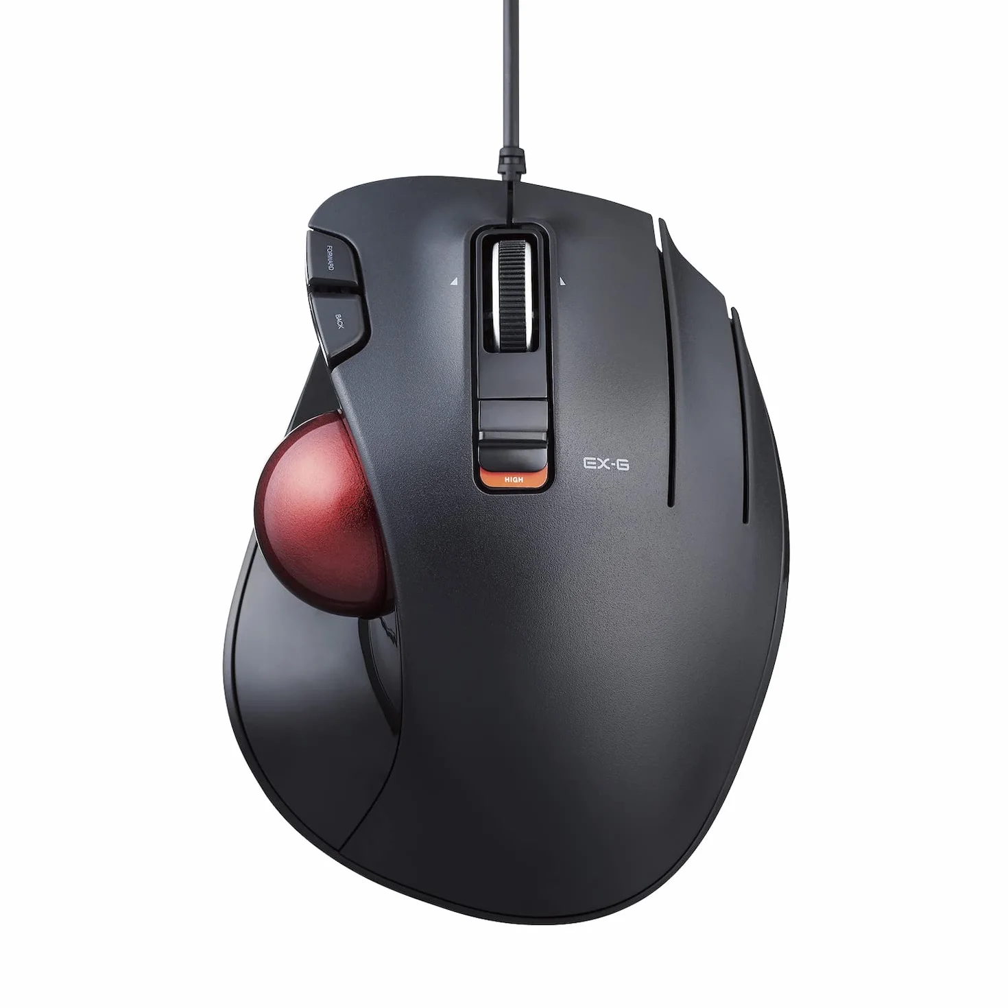 Elecom EX-G Trackball mysz przewodowa, sterowanie kciukiem, 5 przycisków, optyczny czujnik, czerwona, Windows 11, macOS (M-XT2URBK-G)