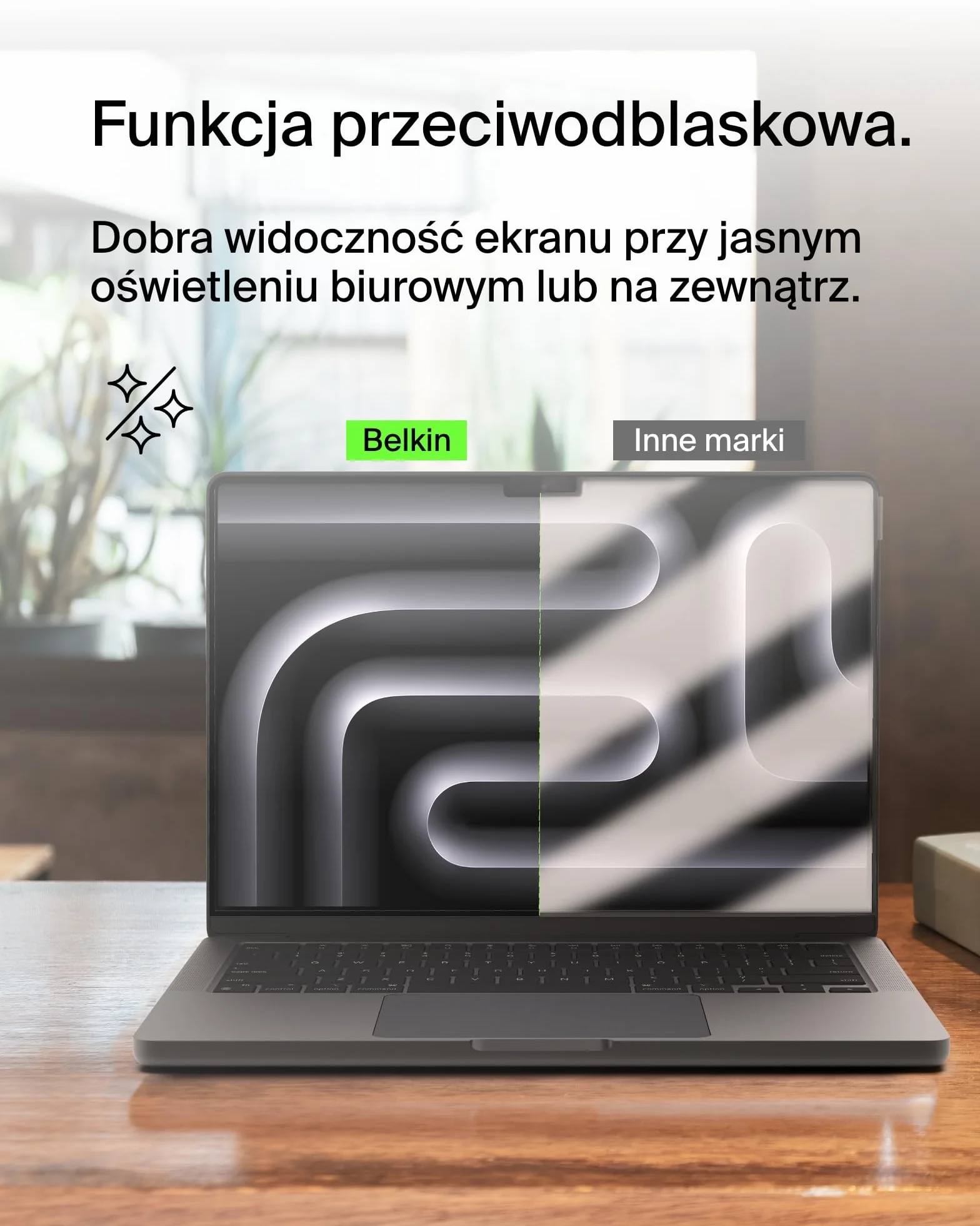Belkin ScreenForce TruePrivacy osłona ekranu do MacBooka Air Pro 14 M1-3, przeciwodblaskowy filtr prywatyzujący 2H, silikonowe mocowanie