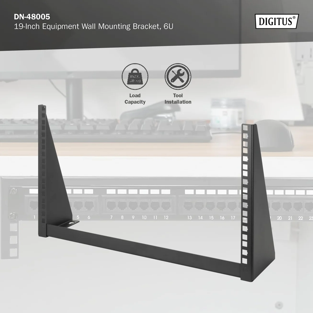 DIGITUS DN-48005 - rama 19 cali - 6U - uniwersalna rama do montażu ściennego dla urządzeń 19" - pionowa 283 x 504 x 151 mm - czarna