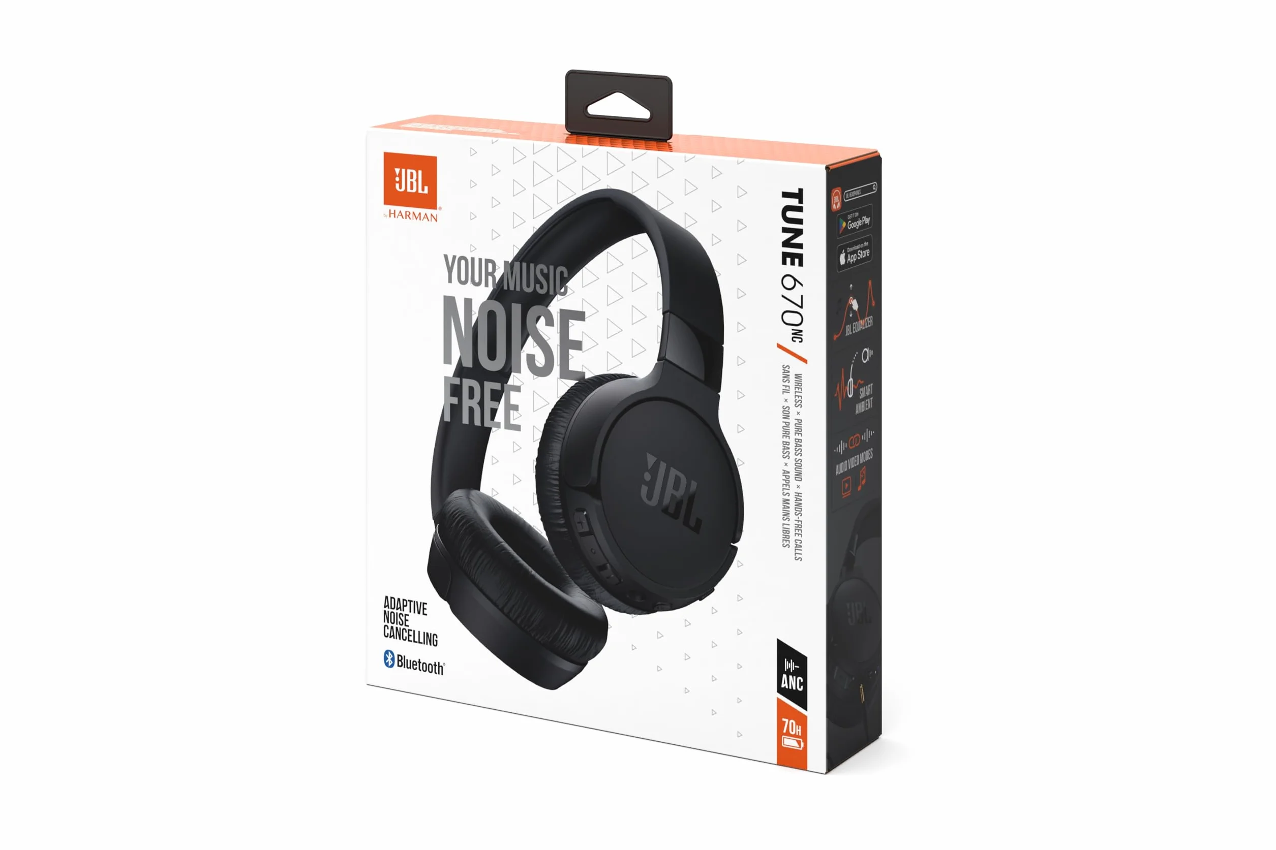 JBL Tune 670 NC Bezprzewodowe Słuchawki Nauszne z Aktywną Redukcją Hałasu, Bluetooth 5.3, 70 h, Czarne