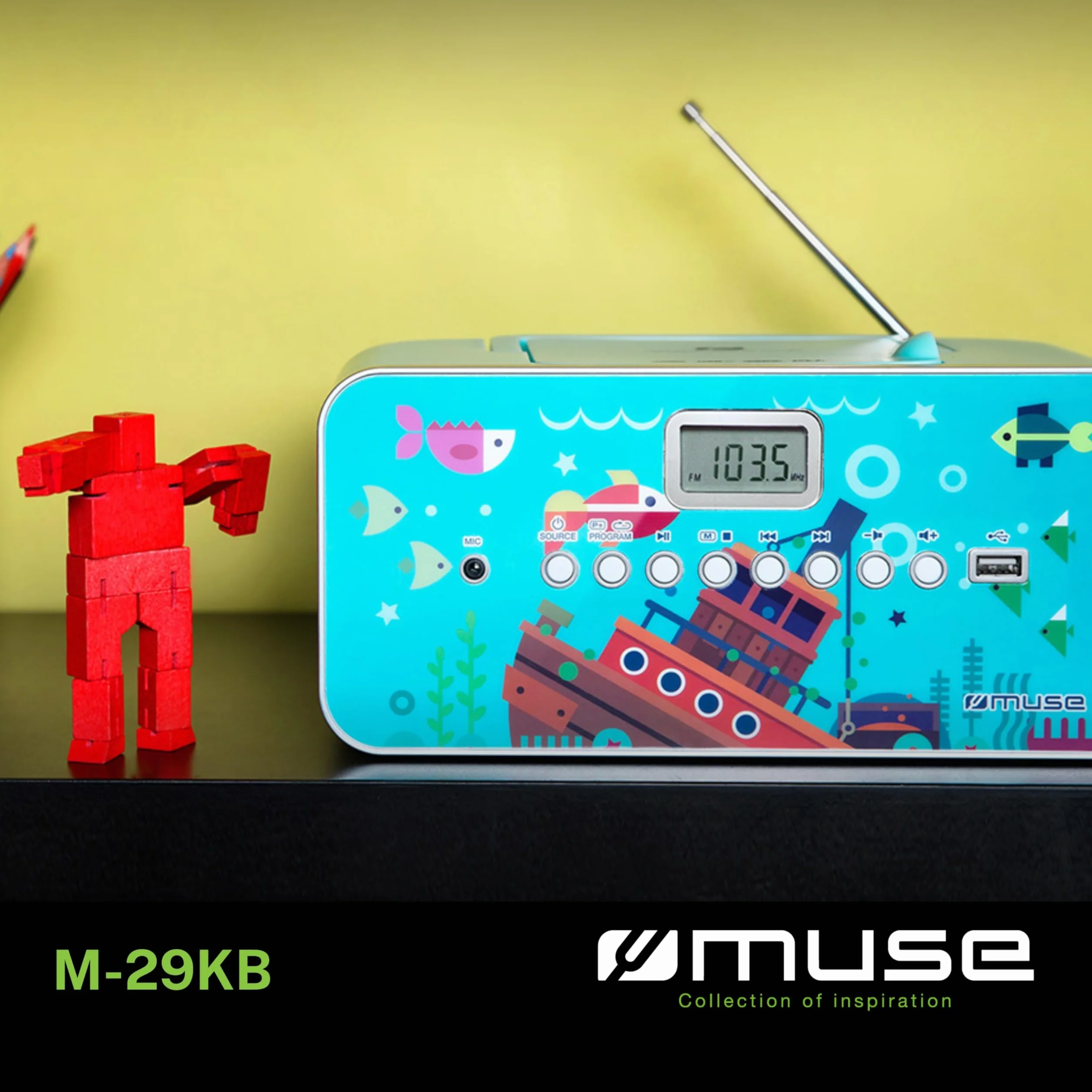 MUSE Radioodtwarzacz M-29 KB, Niebieski