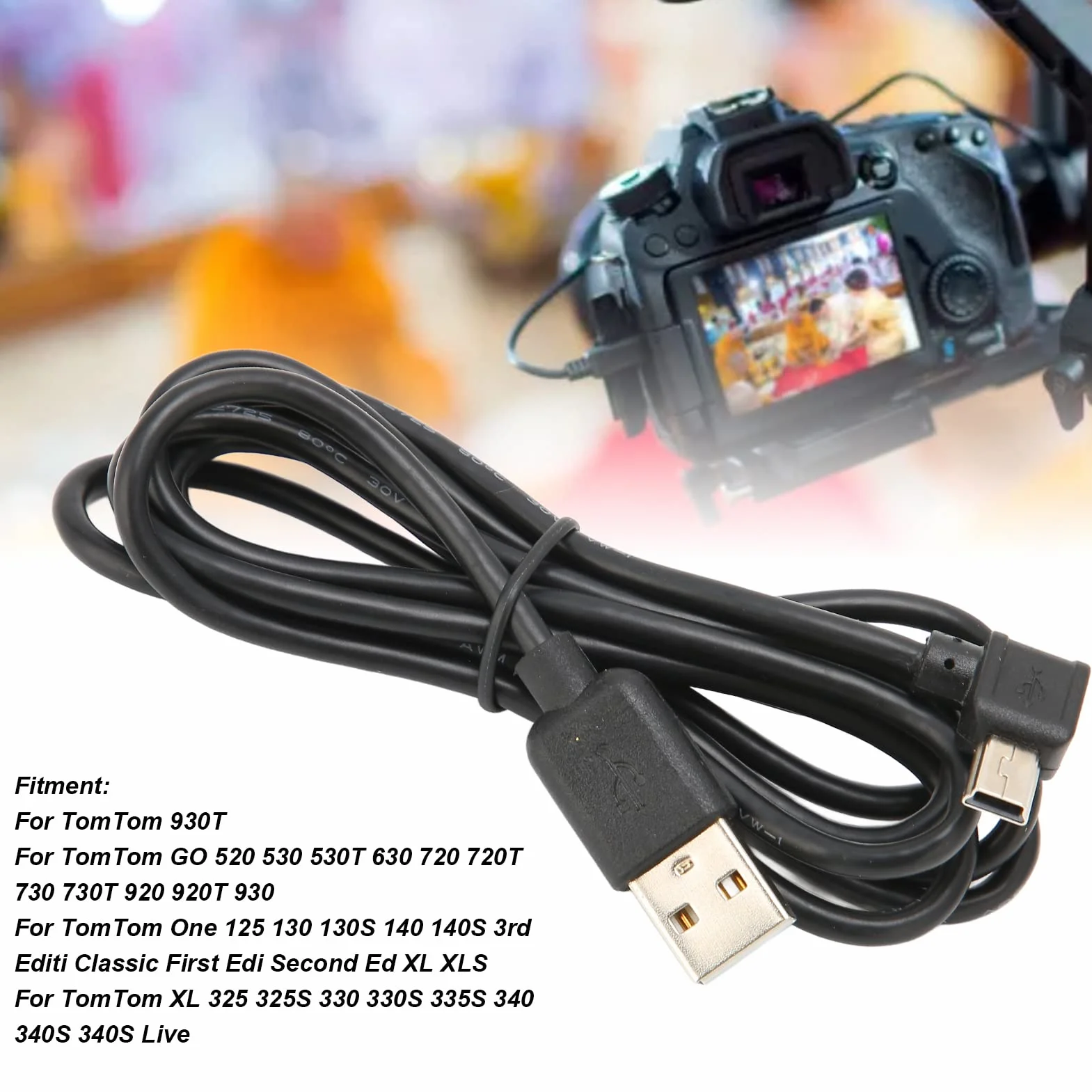 Ładowarka USB do Synchronizacji Danych Kabel ładujący do TomTom GO 520 530 630 720 730 920 930, 5Pin 150cm Kabel Mini USB do TomTom, GPS Telefony Komórkowe Tablety Odtwarzacze MP3 Przewód ładujący, Sz