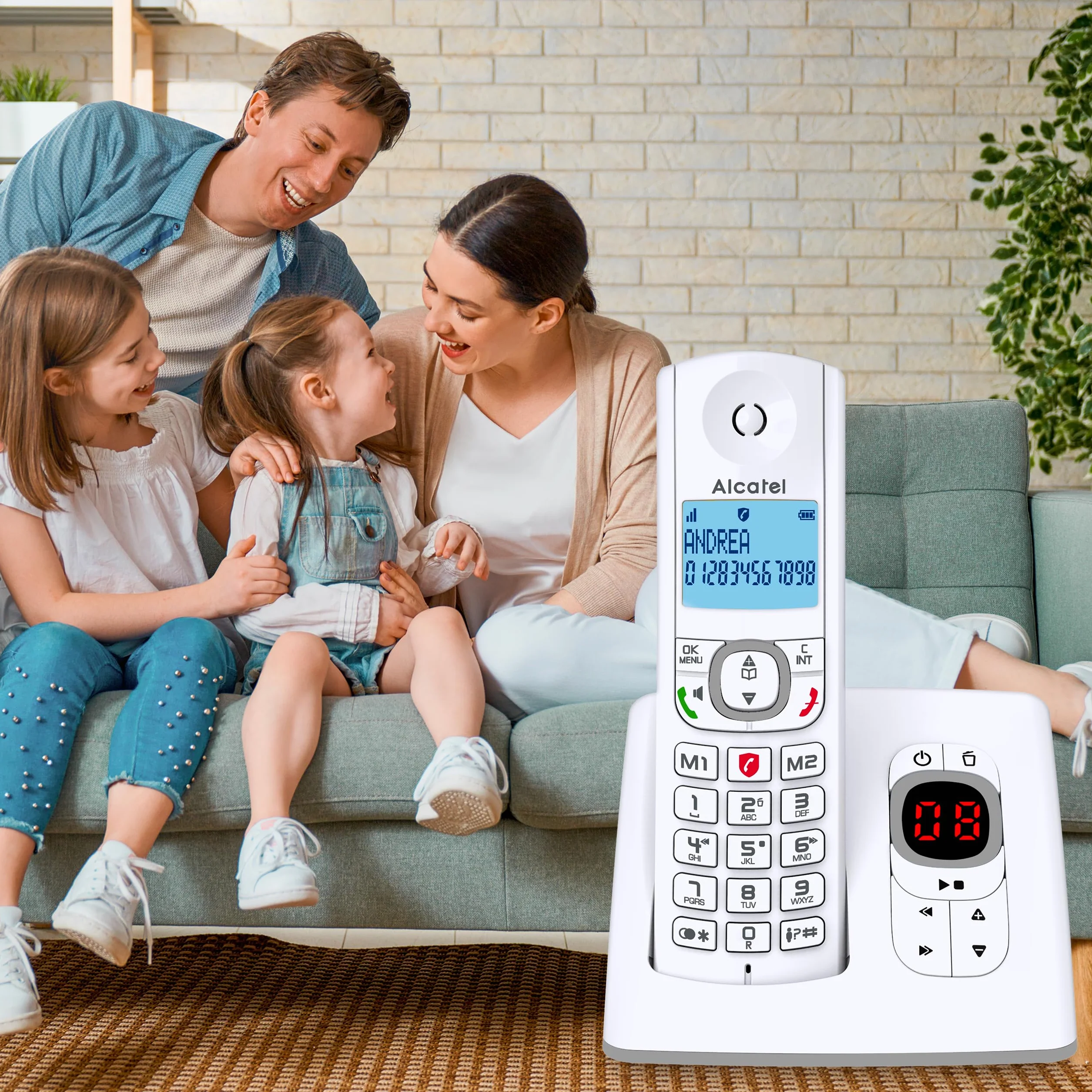 Alcatel F530 Voice Duo telefon bezprzewodowy z sekretarką 2 słuchawki blokowanie połączeń głośnomówiący biały/szary