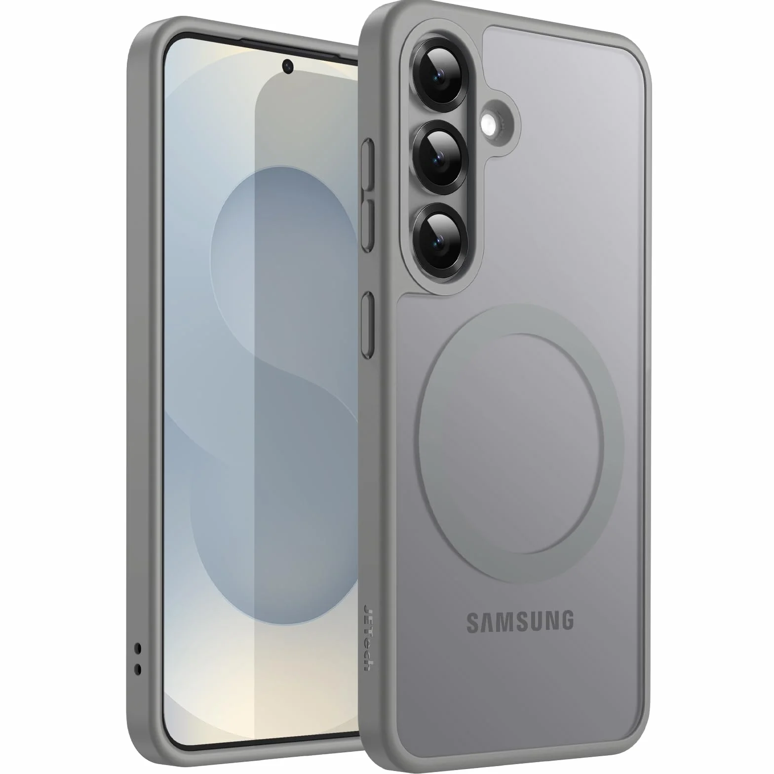 JETech Etui Magnetyczne dla Samsung Galaxy S25 5G, Kompatybilne z MagSafe, Półprzezroczysty Matowe Tył Odporny na Wstrząsy Osłona Telefonu (Srebrny)