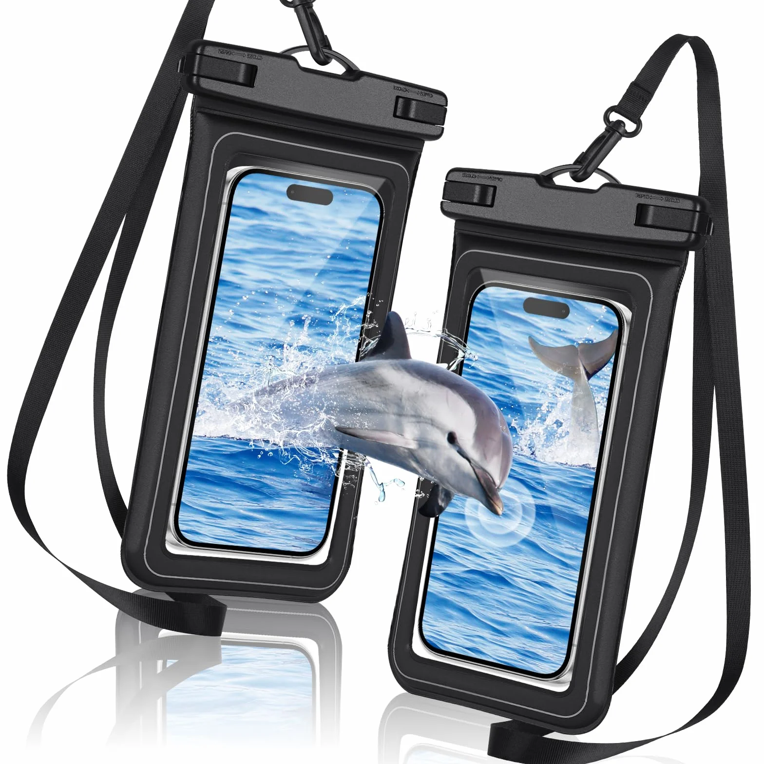 2 sztuk Wodoszczelne etui na telefon komórkowy,IPX8 Wodoodporna torba na smartfona,wodoodporna pływająca kieszeń na telefon iPhone 16 15 14 13 12 Pro XS do 7"