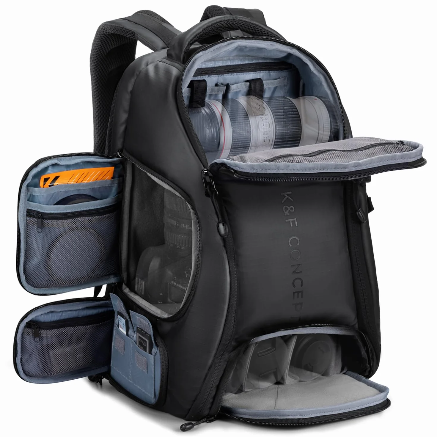 K&F CONCEPT Plecak na aparat 25L czarny z osłoną przeciwdeszczową