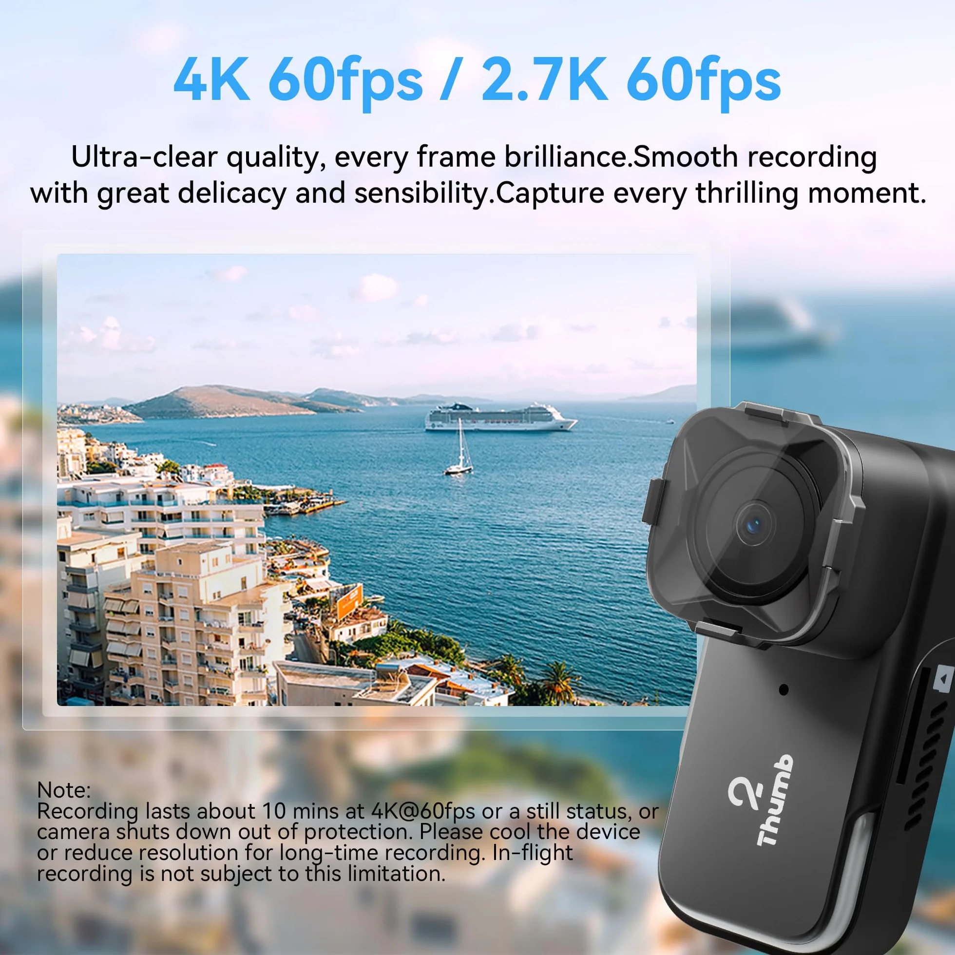RunCam Thumb 2 FPV mini kamera sportowa 4K60FPS 27 g, pilot zdalnego sterowania, nagrywanie z filtrem Gyroflow, stabilizator ND do drona FPV Cinewhoop, samolotu, samochodu RC (2 + zestaw filtrów ND)