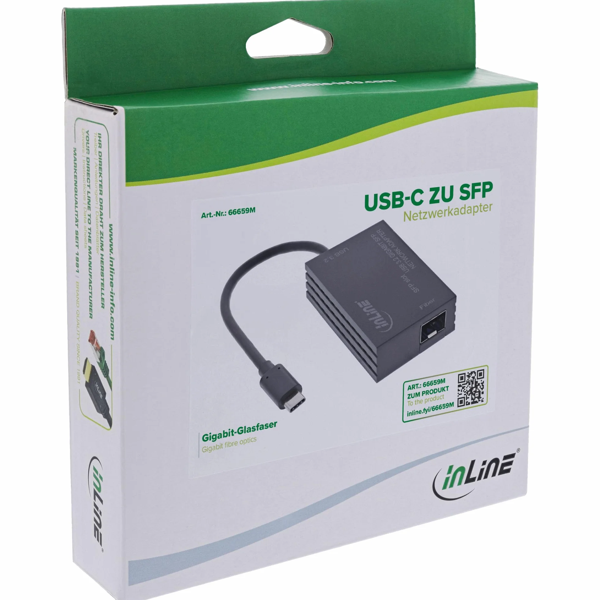 Inline Adapter sieciowy USB-C do SFP Gigabit Ethernet 10/100/1000 Mbps