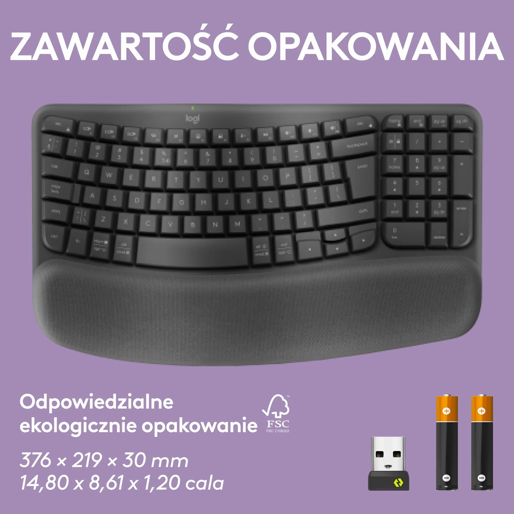 Logitech Wave Keys - bezprzewodowa klawiatura ergonomiczna z amortyzującą podpórką pod nadgarstki, wygodne naturalne pisanie, Easy-Switch, Bluetooth, odbiornik Logi Bolt, Windows/Mac, US INT'Ll,Grafit