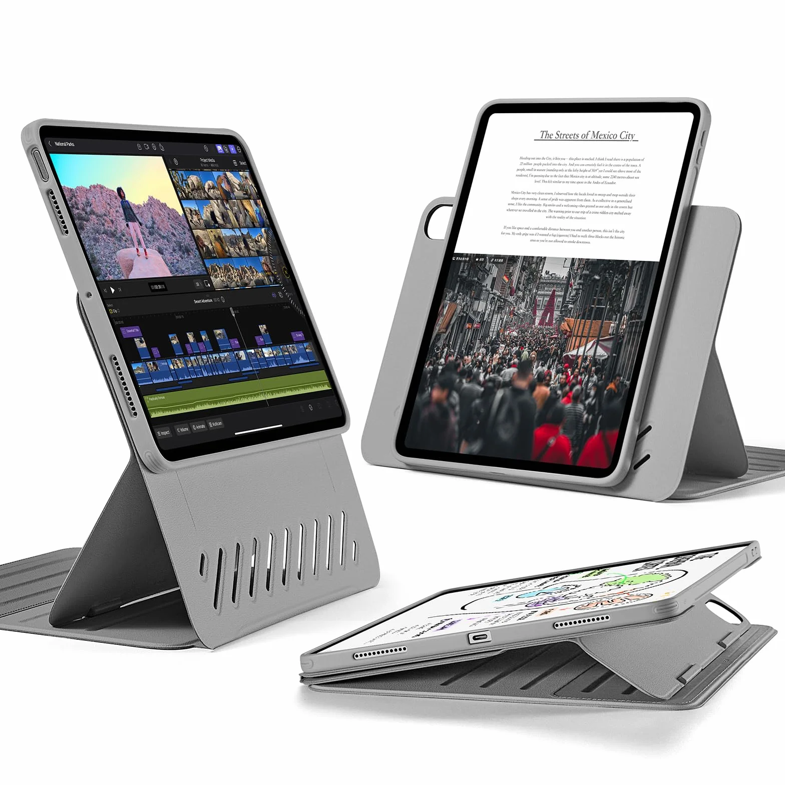 ESR Etui na iPad Air 11 cali (2025) M3/M2, iPad Air 7a/6a/5a/4. generacji (2024/2022/2020) 10,9 cala, zdejmowana osłona magnetyczna, regulowany stojak pionowy/poziomy, 9 kątów w