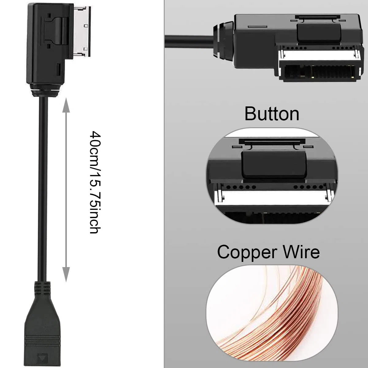 Xiatiaosann Do Audi MMI Music kabel adaptera USB AMI MDI AUX złącze do Audi A3 A4 S4 A5 S5 A6 S6 A7 A8 Q5 Q7 R8 TT, do VW