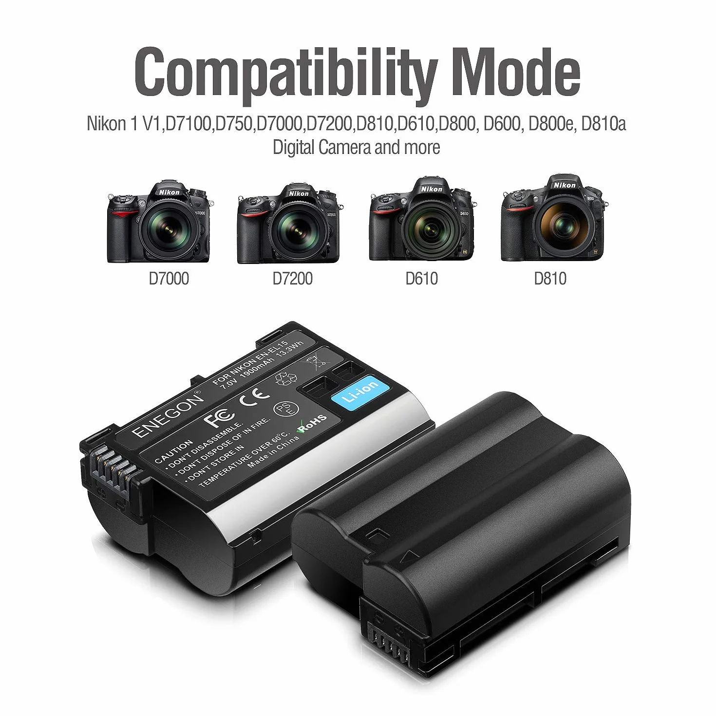 ENEGON EN-EL15 akumulator (2 sztuki) i Smart LED Dual USB ładowarka do Nikon EN-EL15 i Nikon D7100, D750, D7000, D7200, D610, D880, D810, D800 D600 D800e D810a D880