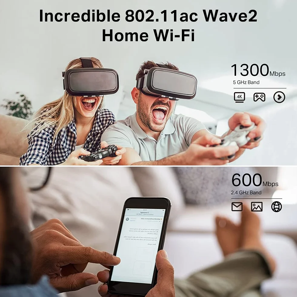 TP-Link Archer C80 Router WiFi – AC1900 Dwuzakresowy (5 GHz 1300 Mb/s + 2.4 GHz 600 Mb/s), MU-MIMO, Beamforming, Kontrola Rodzicielska