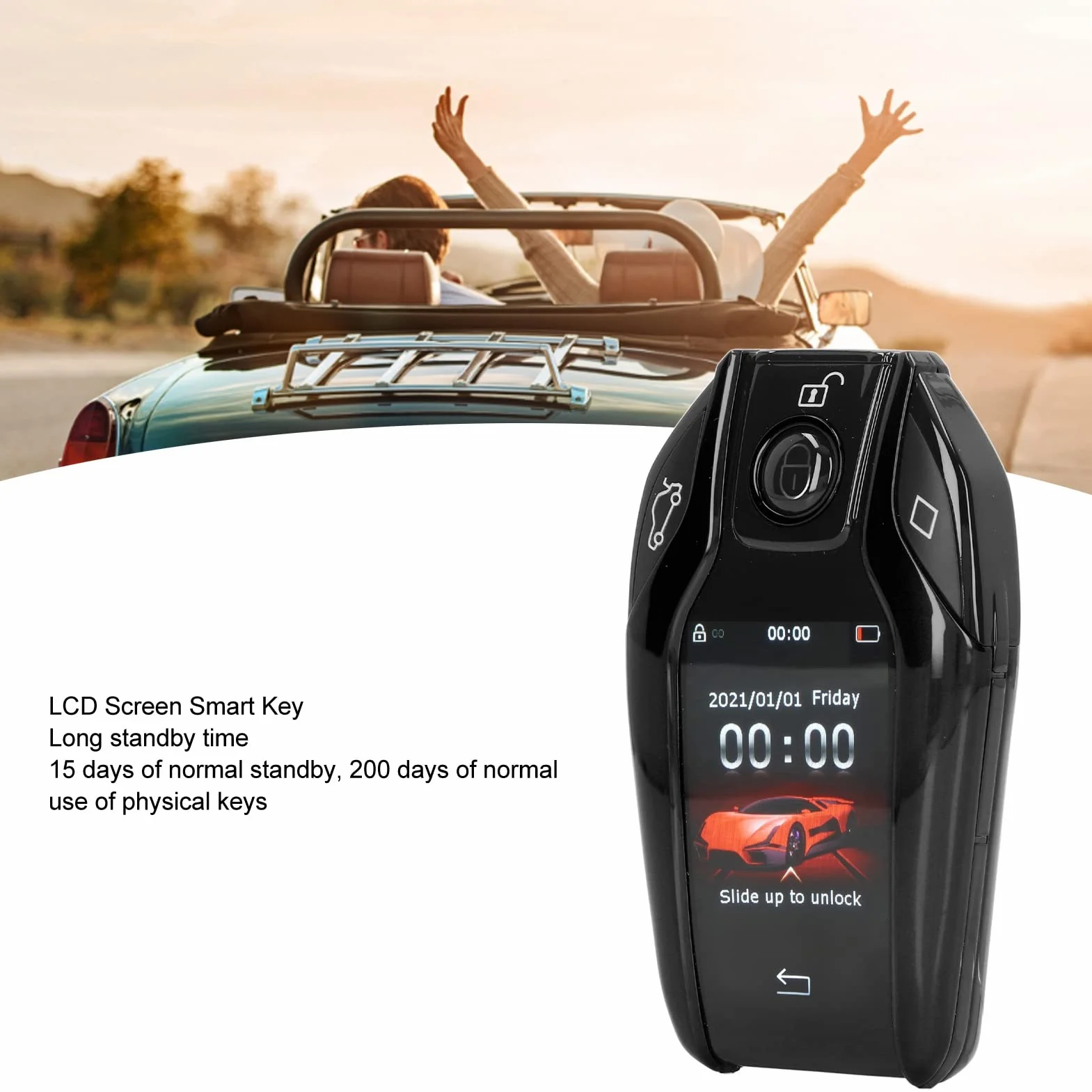 TK800 Ekran LCD Inteligentny Klucz Zdalne Wejście Bez Klucza Czarny
