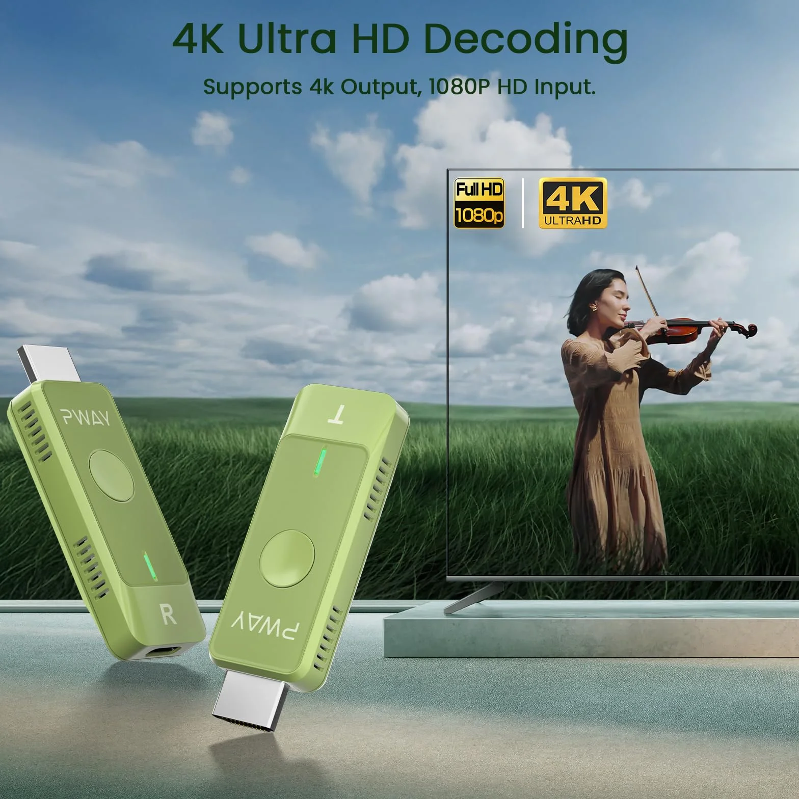 Bezprzewodowy nadajnik i odbiornik HDMI, bezprzewodowy zestaw HDMI 98FT/30 m, pełne 1080p do strumieniowego przesyłania telewizji, strumieniowego przesyłania plików audio wideo z laptopa, komputera do