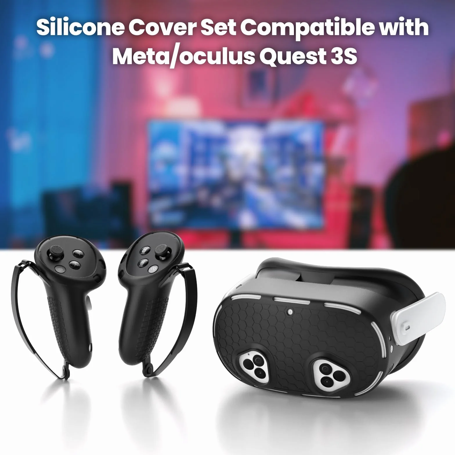 Silikonowe etui ochronne do Meta Quest 3S, 5 w 1, osłona na kontroler i VR, joystick caps