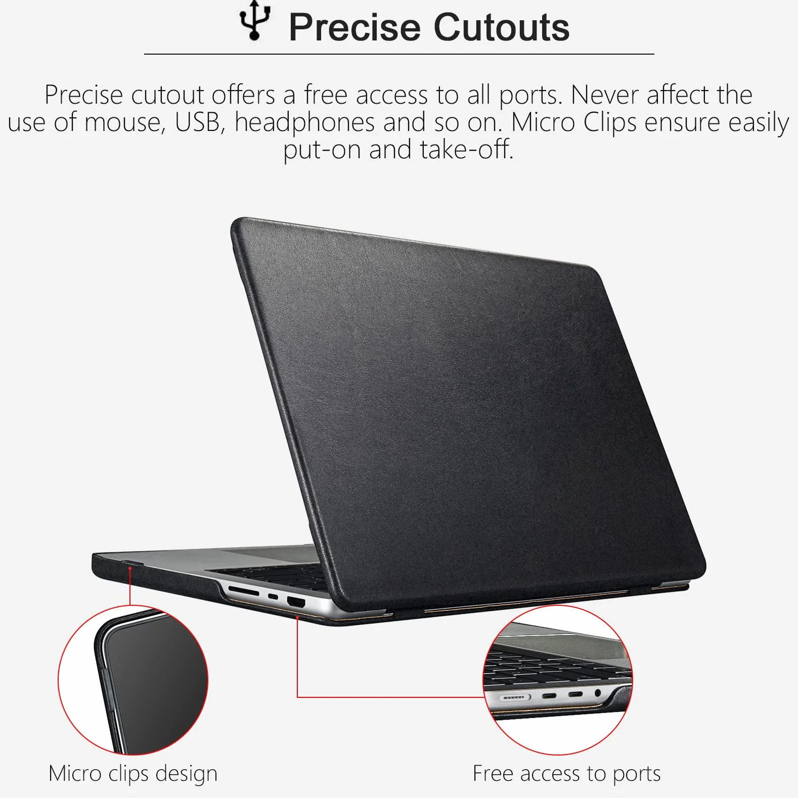 Etui do MacBooka Air 13,6" M5 M4 M3 M2 2026 2025 2024 2022 A3449 A3240 A3113 A2418, ICARER Premium Leather Ultra Slim Protective Case Cover Shell for Apple MacBook Air 13.6 M5 M4 M3 M2 (Czarny)