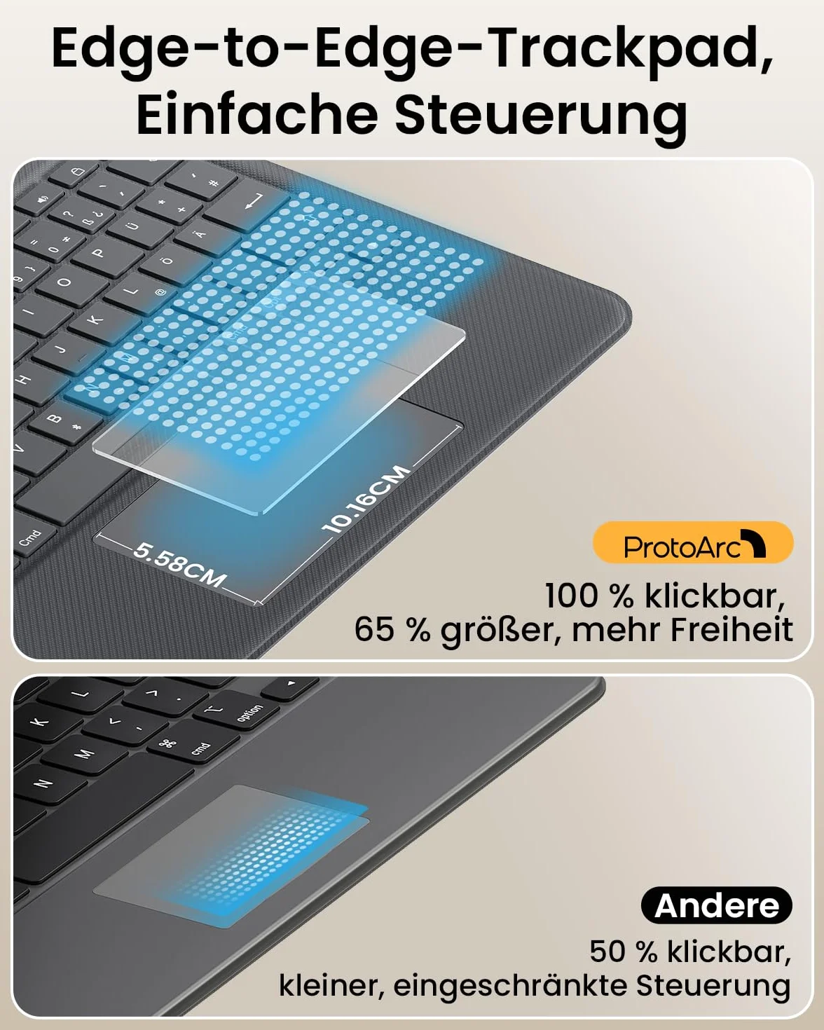 ProtoArc TK500 Etui z klawiaturą magnetyczną do iPad Air 11" M3 2025/M2 2024, duży gładzik z kliknięciem