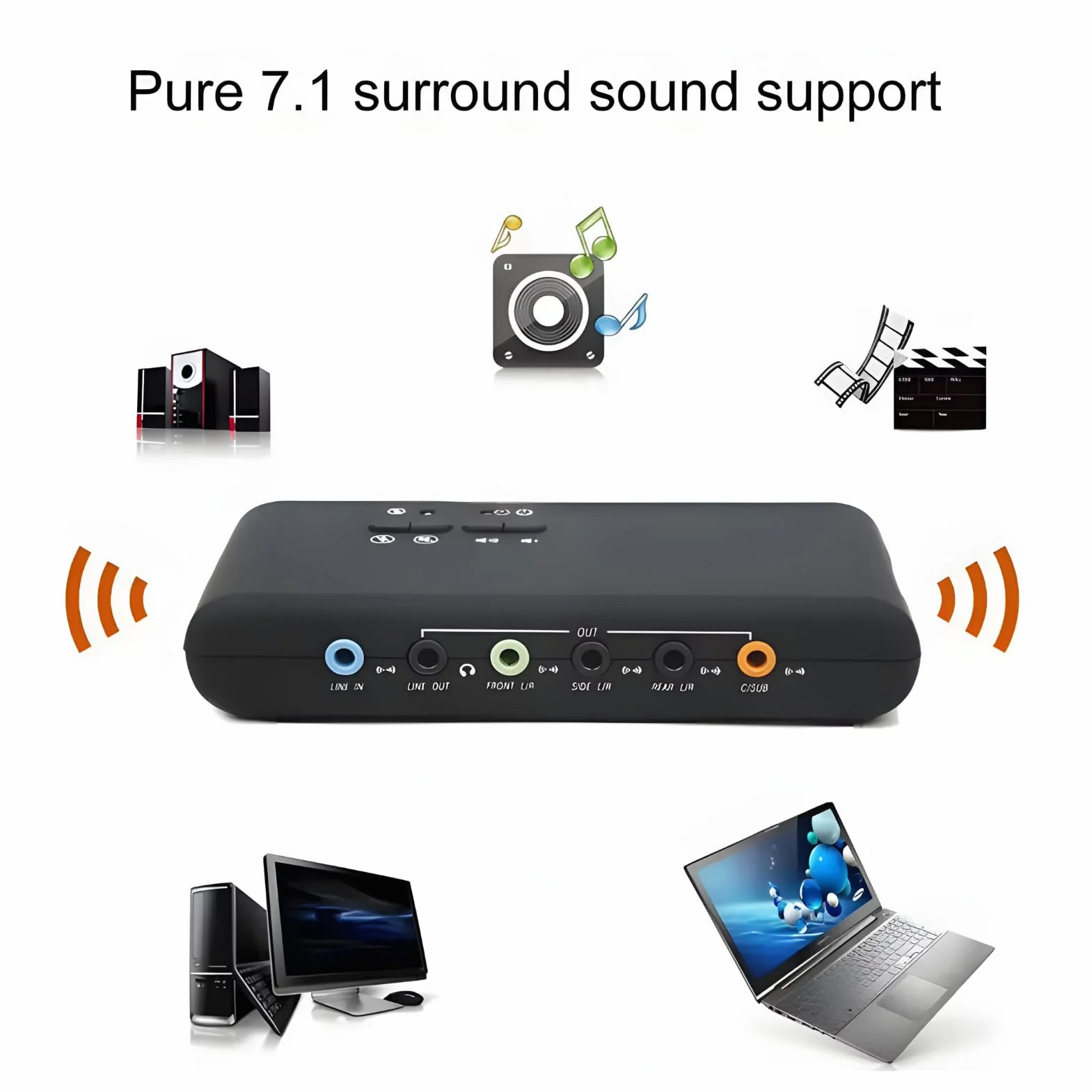USB 7.1 Zewnętrzna Karta Dźwiękowa 8-kanałowa 12 Mb/s USB Soundbox 32KHz/44KHz/48KHz Podwójne Mikrofon na Komputerze na Komputerze PC na Komputerze Laptopa na PC na Komputerze PC
