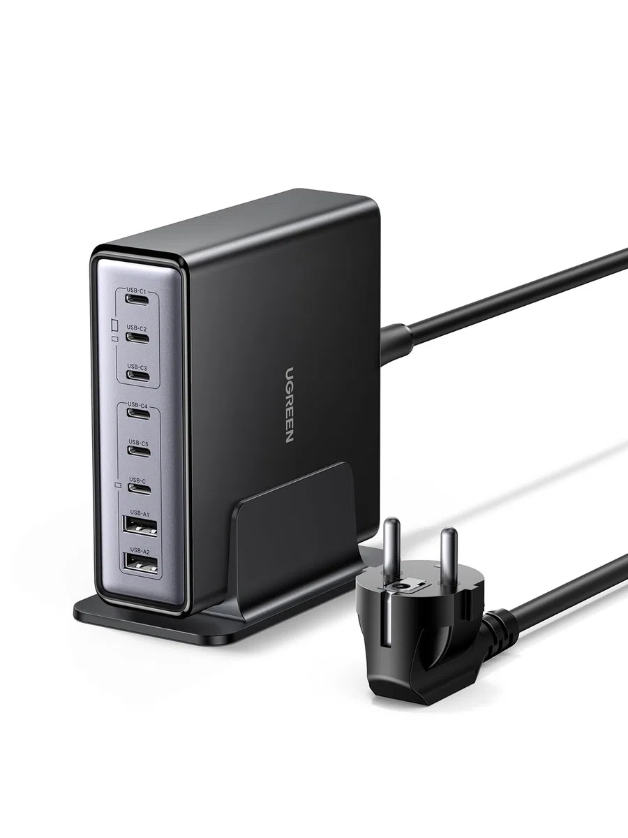 Ładowarka USB C UGREEN, zasilacz GaN 200 W, 8-portowa stacja ładująca, ładowarka PD 100 W, szybka ładowarka, obsługa wielu protokołów PPS, kompatybilna z MacBook Pro/Air M4, iPhone, serią Galaxy itp.