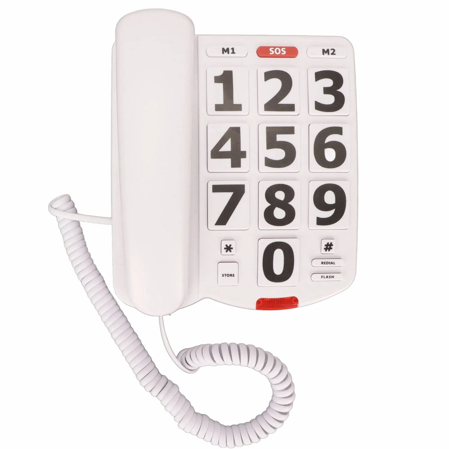 Telefon z Dużymi Przyciskami dla Seniorów, Bardzo Głośny Dzwonek, Regulowana Głośność i Długi Przewód, Telefon Przewodowy dla Osób Niedosłyszących i Niedowidzących